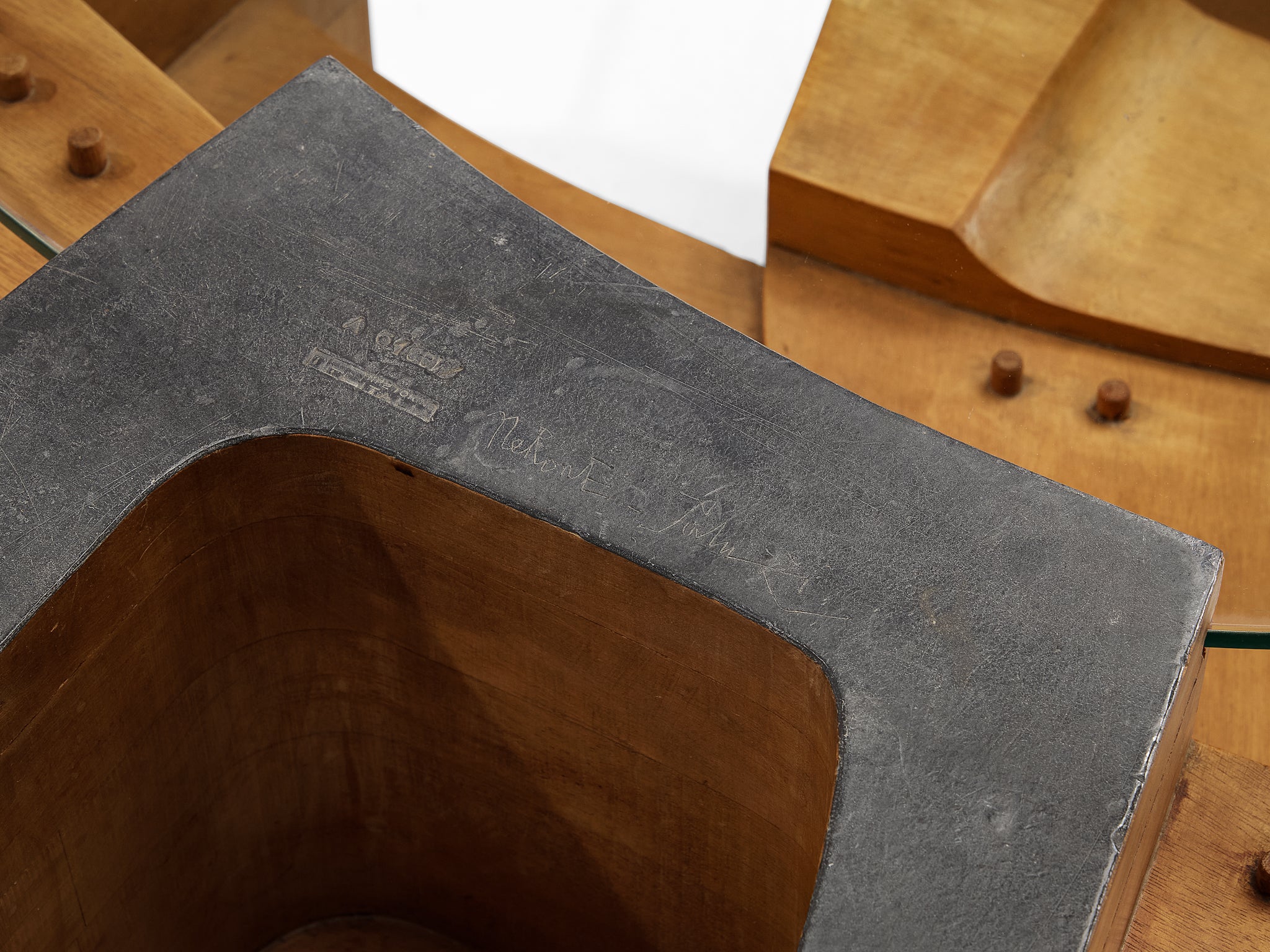 Nerone & Patuzzi for Gruppo NP2 'C10T' Coffee Table in Wood and Crystal Glass Tables Morentz