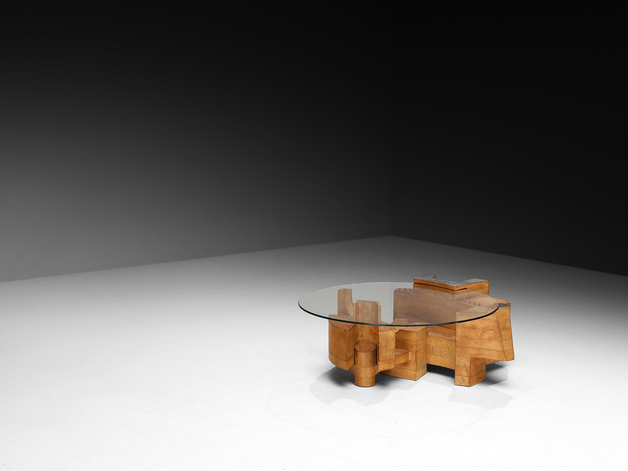 Nerone & Patuzzi for Gruppo NP2 'C10T' Coffee Table in Wood and Crystal Glass Tables Morentz