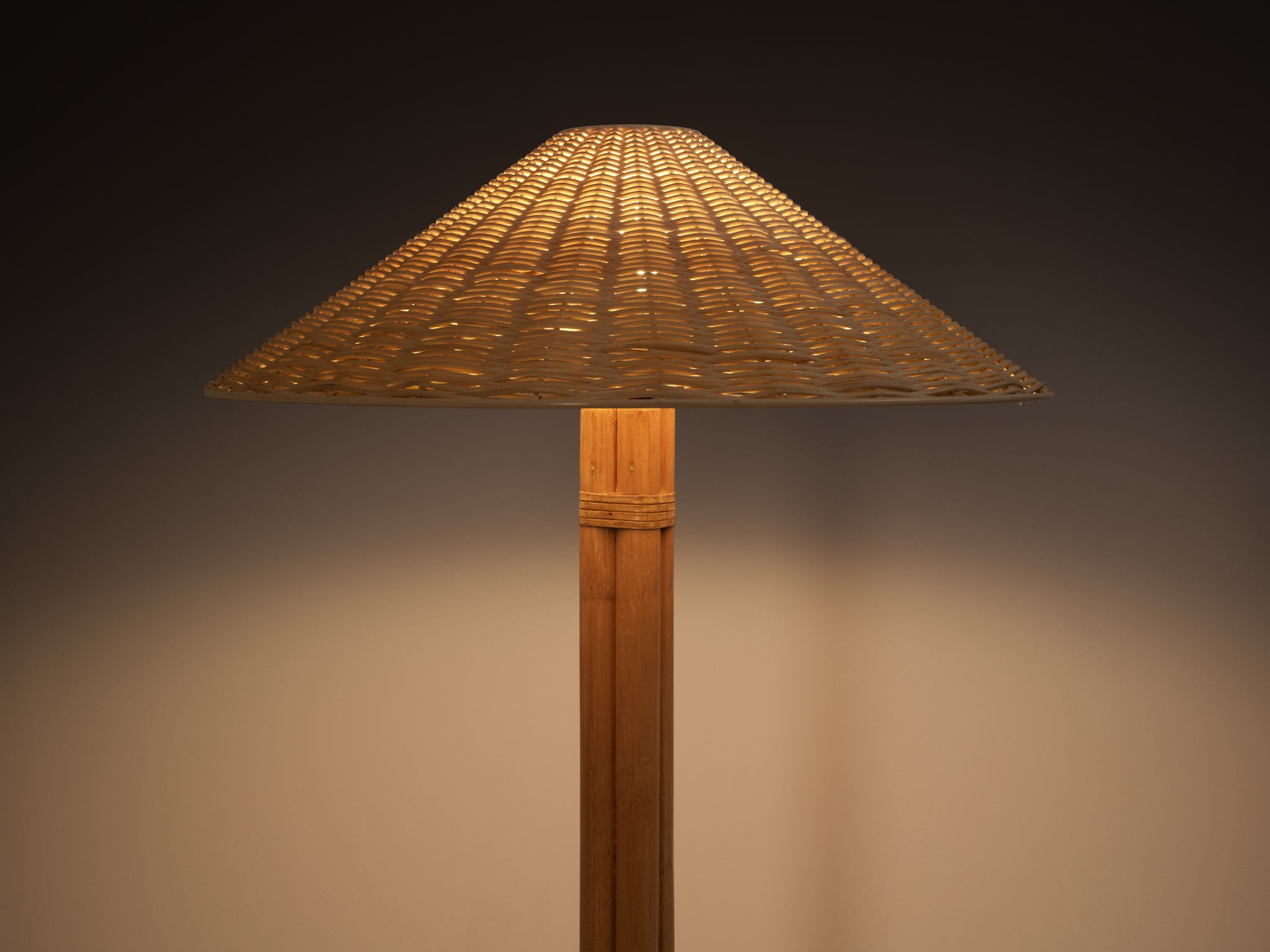 Pair of Bergboms 'G105' Floor Lamps in Bamboo Cane and Brass Lighting Morentz