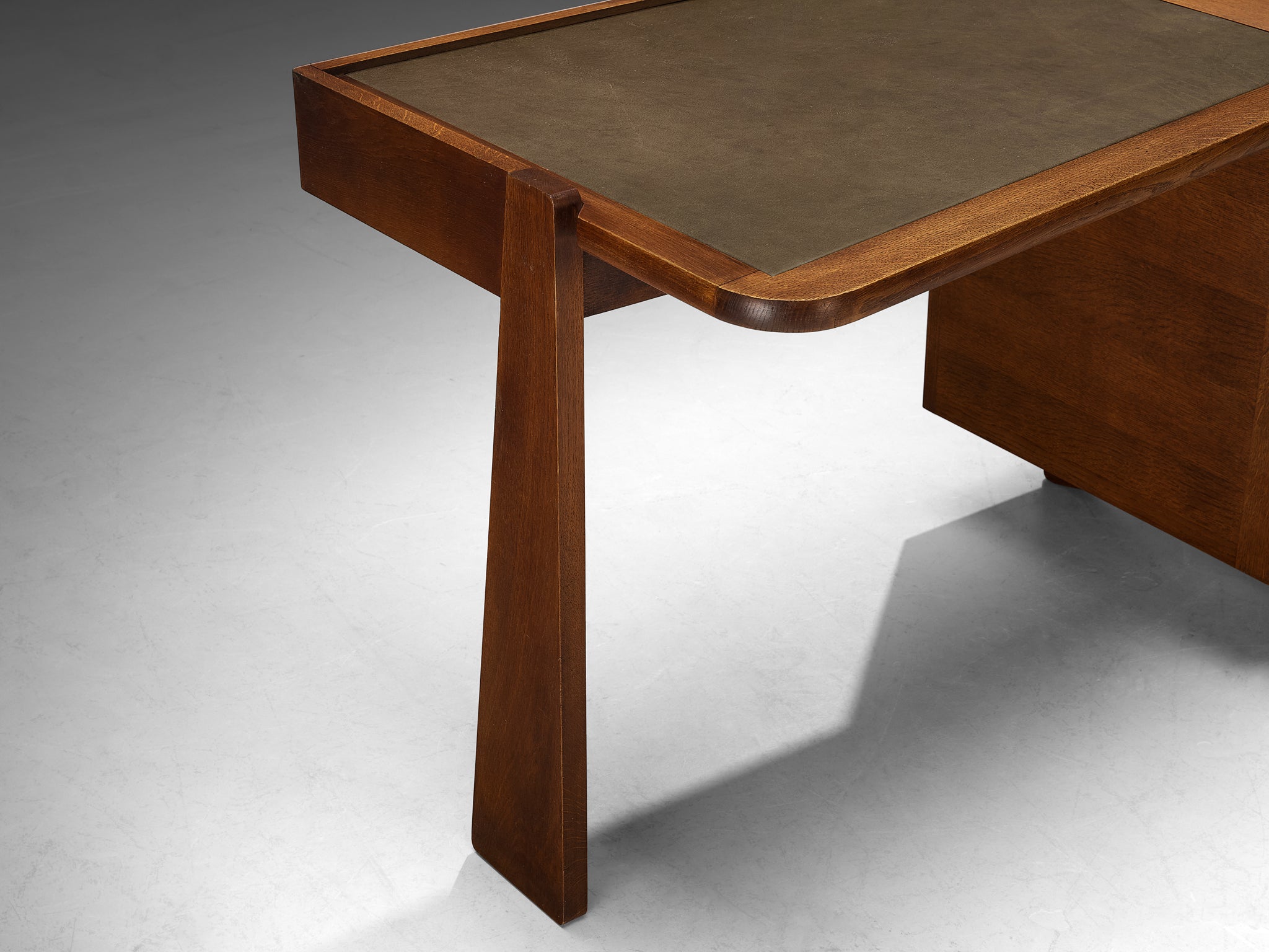 Guillerme & Chambron for Votre Maison Writing Desk in Oak and Leather Tables Morentz