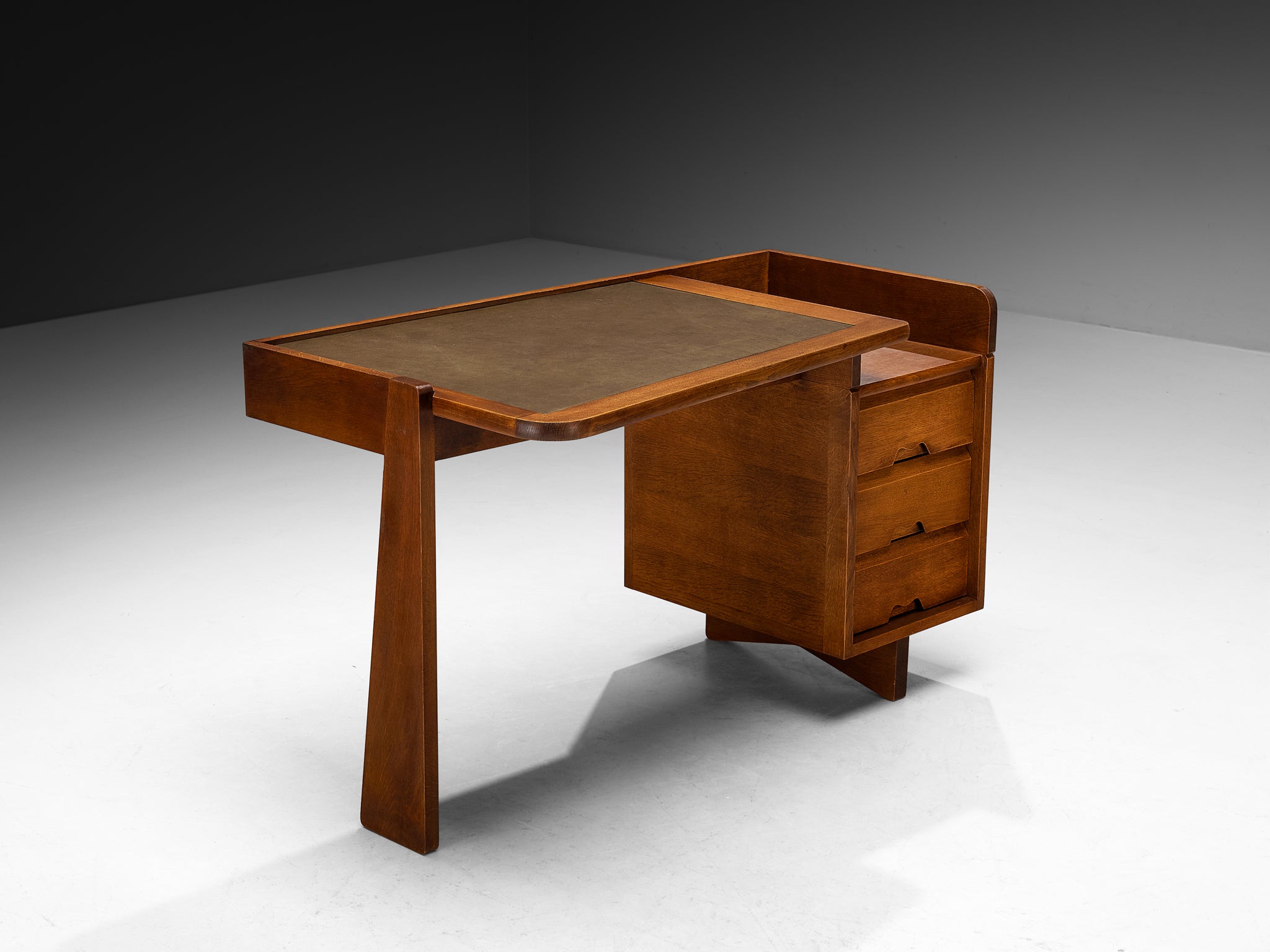 Guillerme & Chambron for Votre Maison Writing Desk in Oak and Leather Tables Morentz