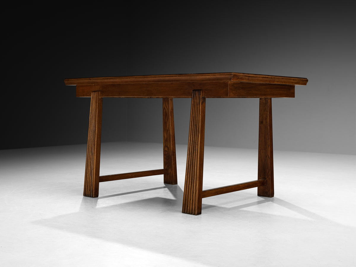 1940s Italian Chestnut Dining Table with Fluted Legs Tables Morentz