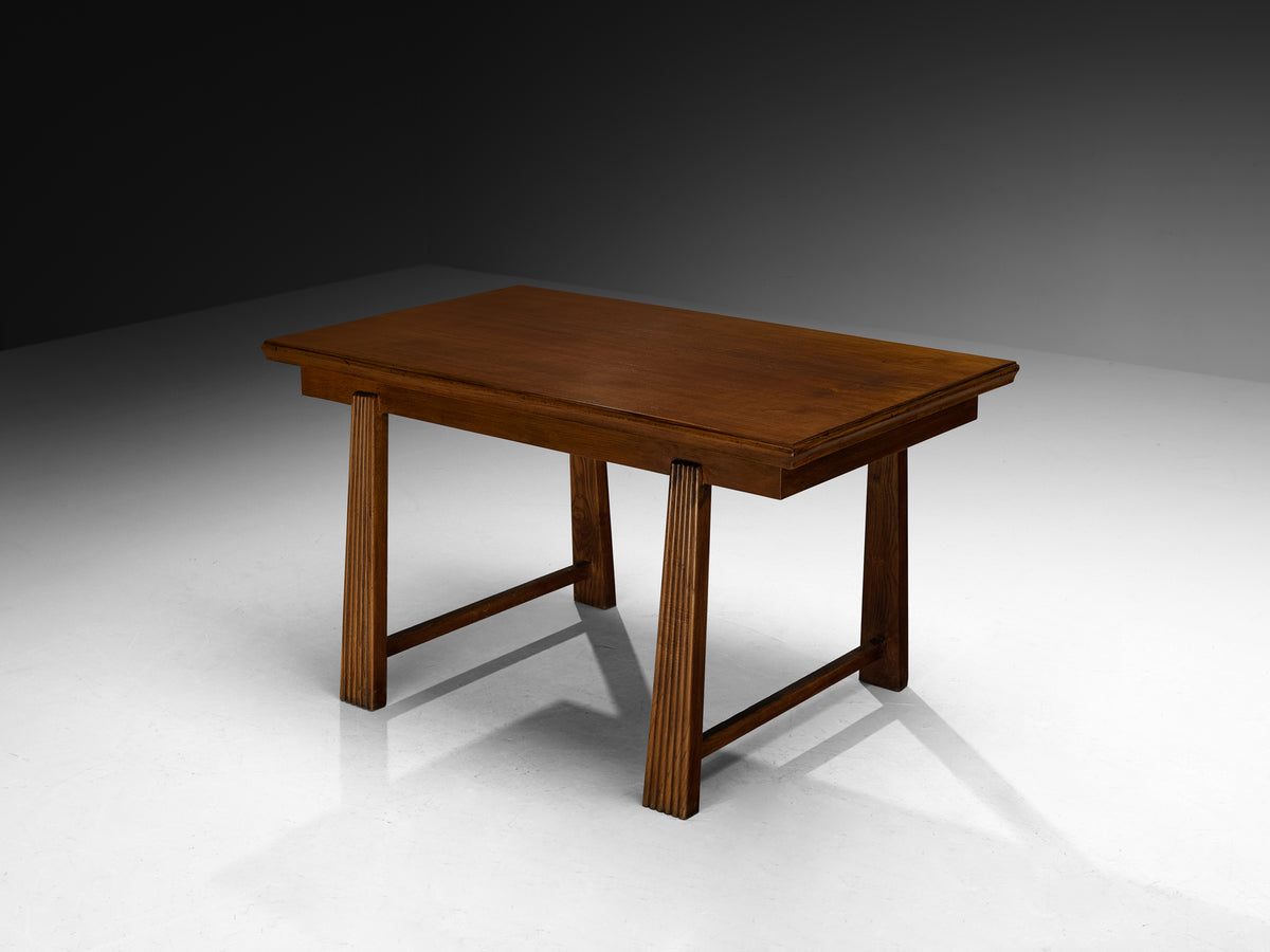 1940s Italian Chestnut Dining Table with Fluted Legs Tables Morentz