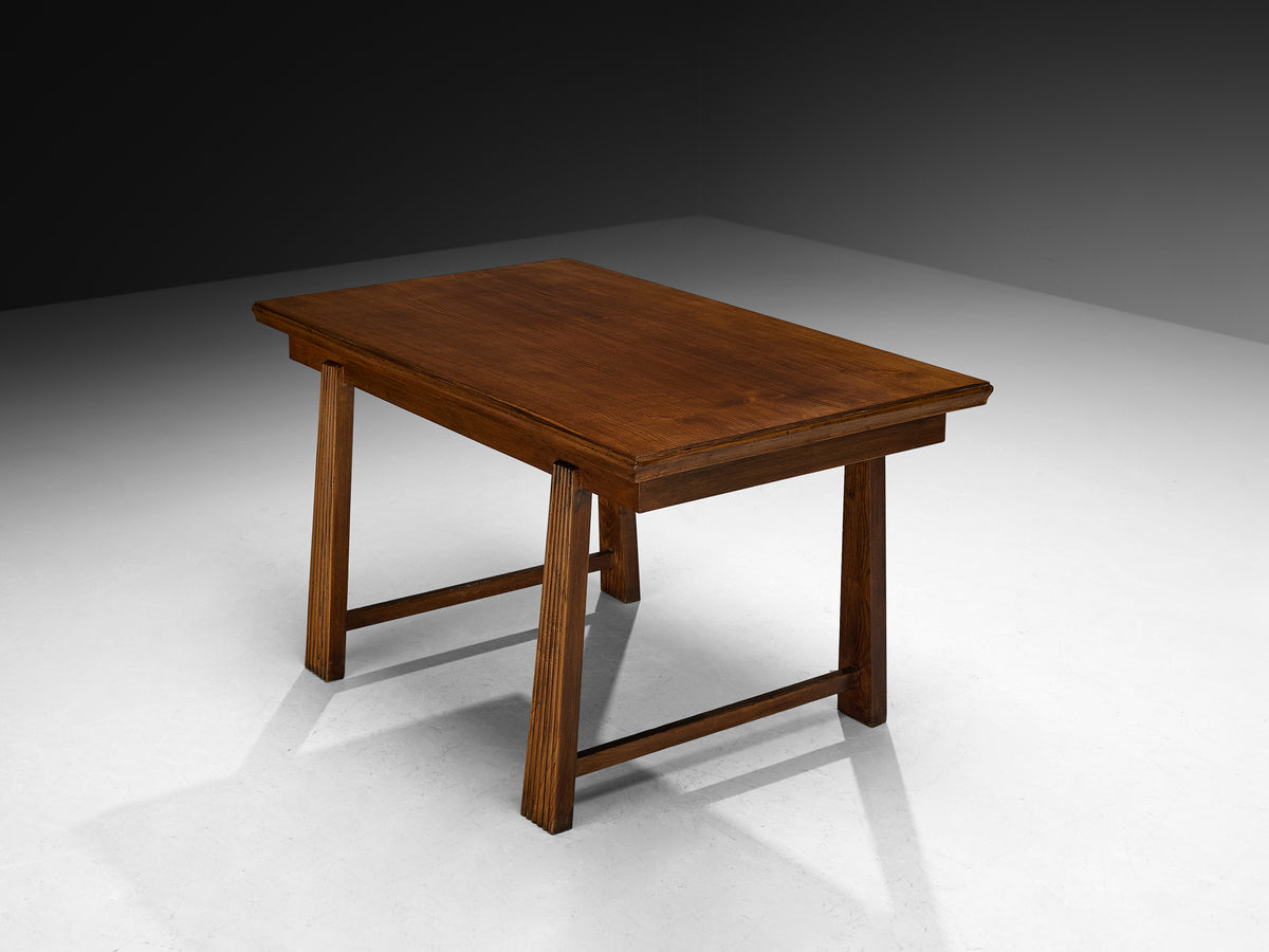 1940s Italian Chestnut Dining Table with Fluted Legs Tables Morentz