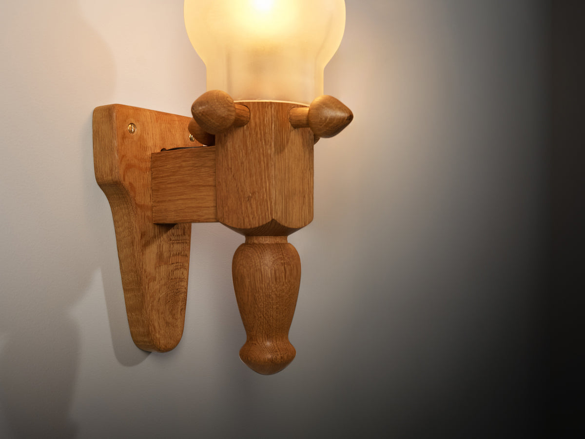 Guillerme & Chambron Wall Light in Oak and Glass Lighting Morentz