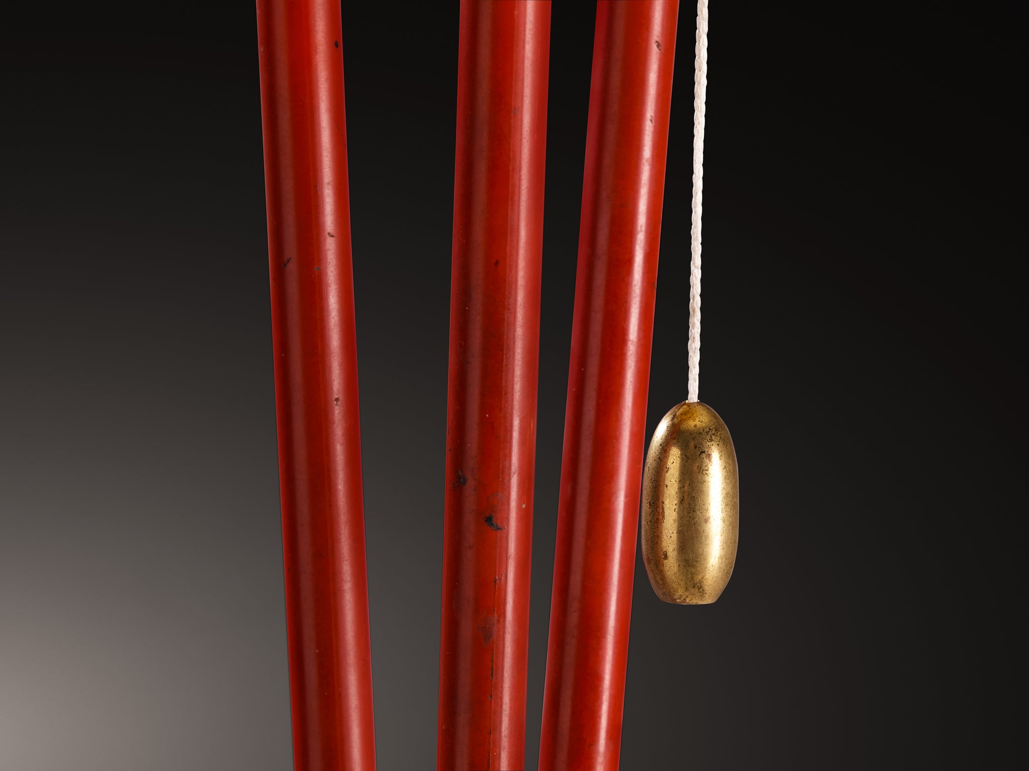 1950s Stilnovo Floor Lamp in Brass Glass and Red Lacquered Steel Lighting Morentz