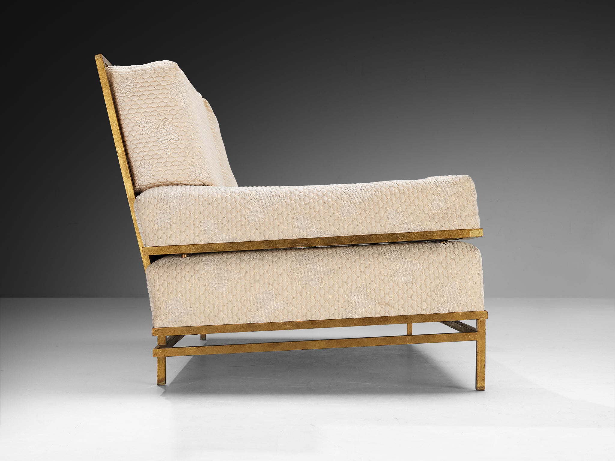 Robert Thibier Two Seat Sofa with Gold Painted Metal Frame