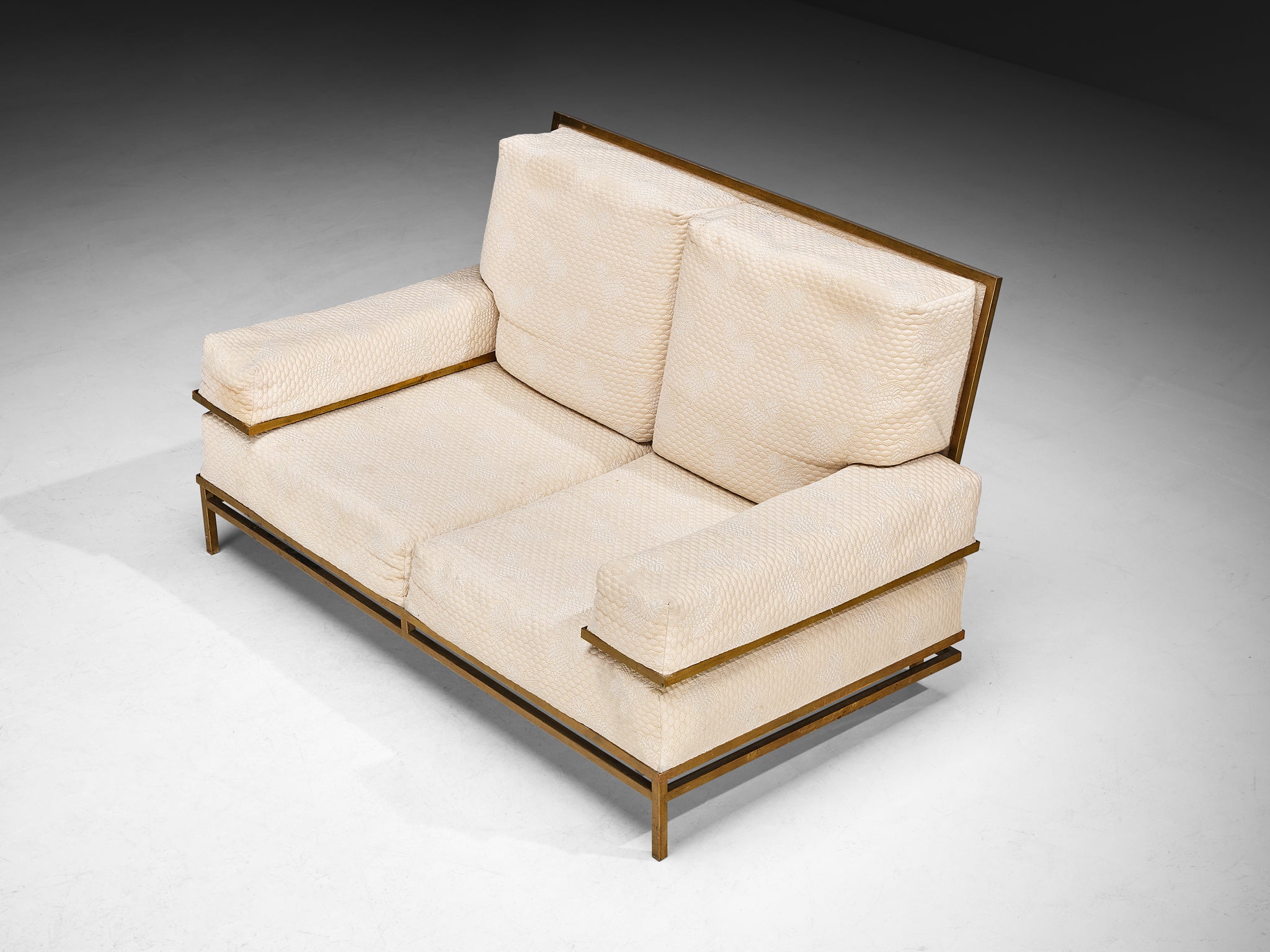 Robert Thibier Two Seat Sofa with Gold Painted Metal Frame