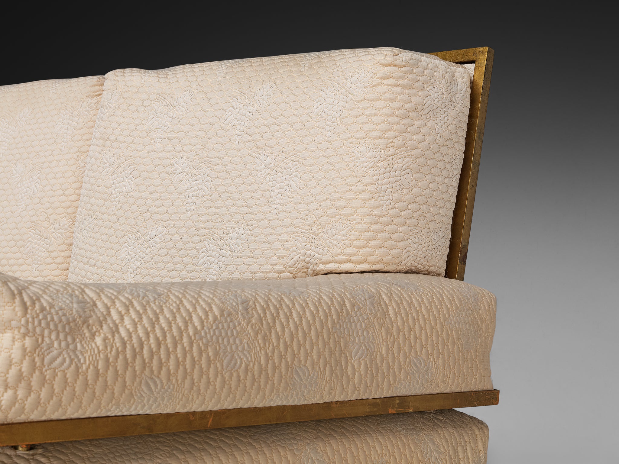 Robert Thibier Four Seat Sofa with Gold Painted Metal Frame Seating Morentz