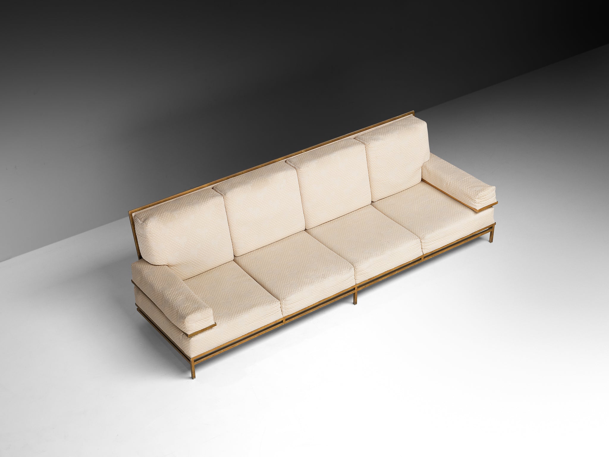 Robert Thibier Four Seat Sofa with Gold Painted Metal Frame Seating Morentz
