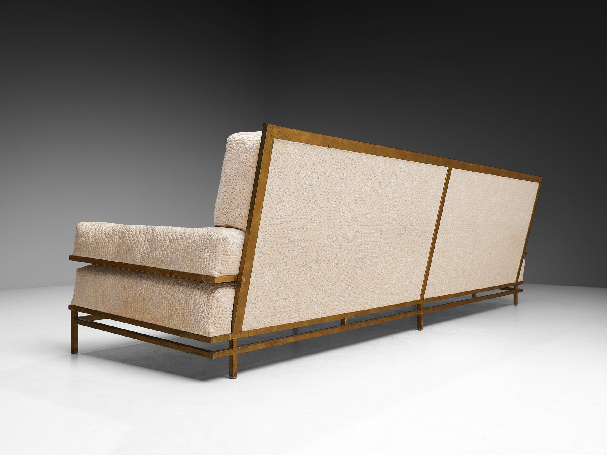 Robert Thibier Four Seat Sofa with Gold Painted Metal Frame Seating Morentz