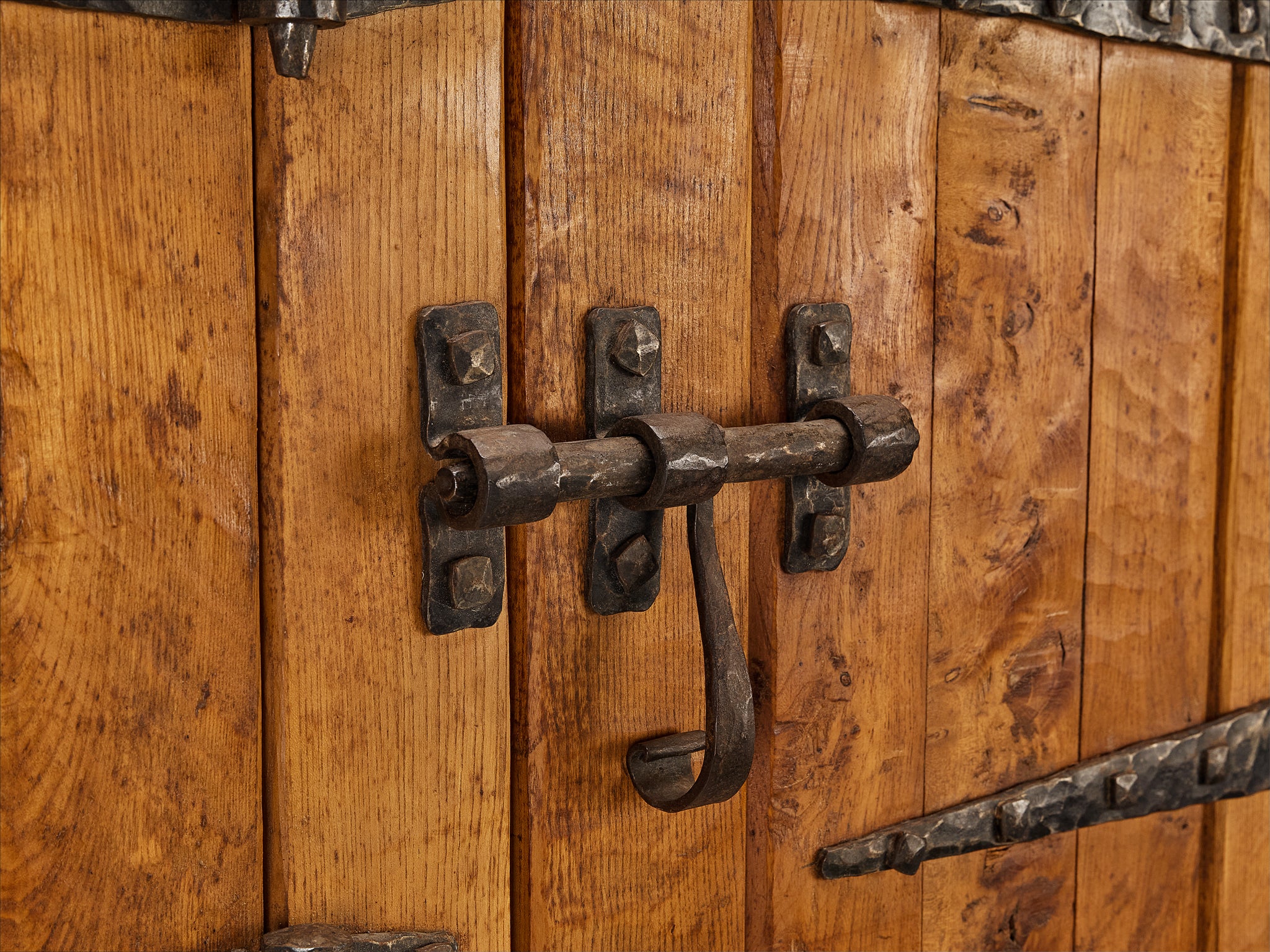 Charles Flandre Sideboard in Solid Elm and Wrought Iron Case pieces and storage cabinets Morentz