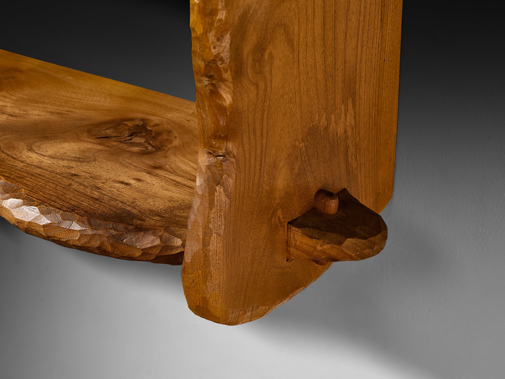Charles Flandre Naturalistic Wall Mounted Shelf in Elm Case pieces and storage cabinets Morentz