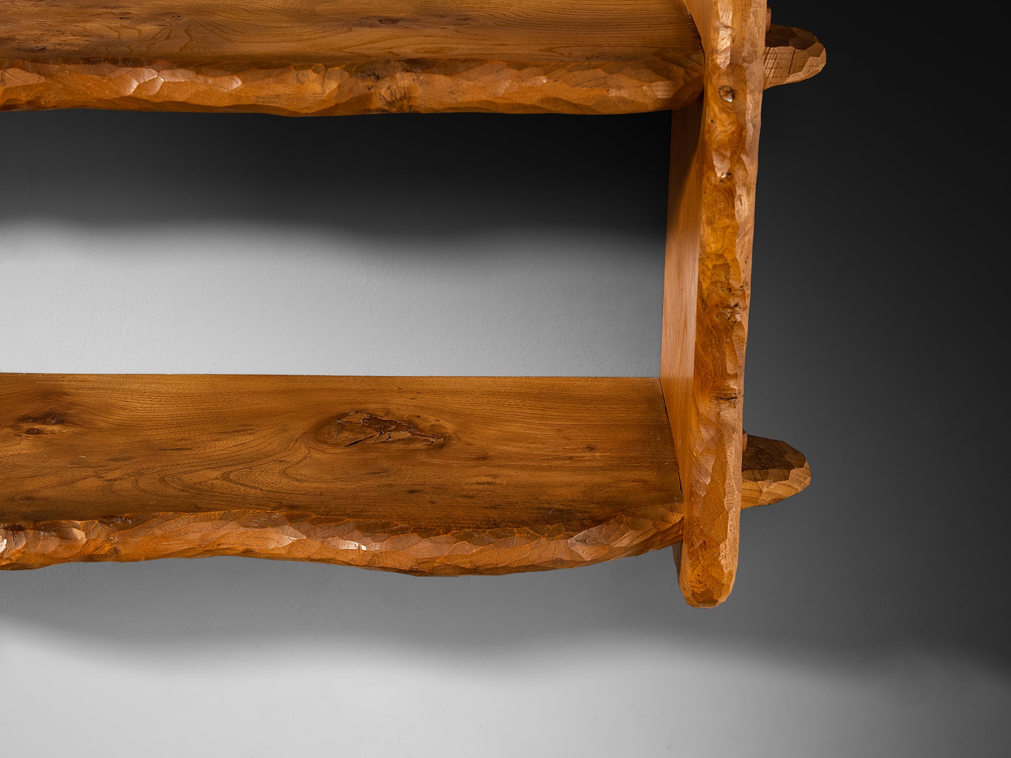 Charles Flandre Naturalistic Wall Mounted Shelf in Elm Case pieces and storage cabinets Morentz