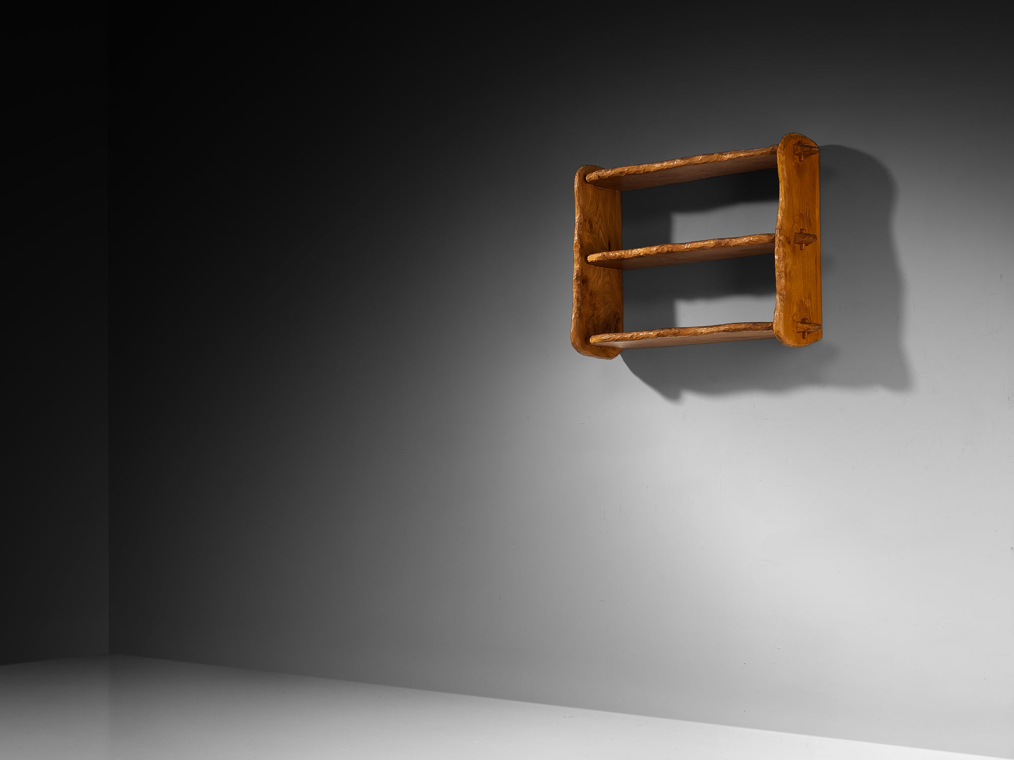 Charles Flandre Naturalistic Wall Mounted Shelf in Elm Case pieces and storage cabinets Morentz