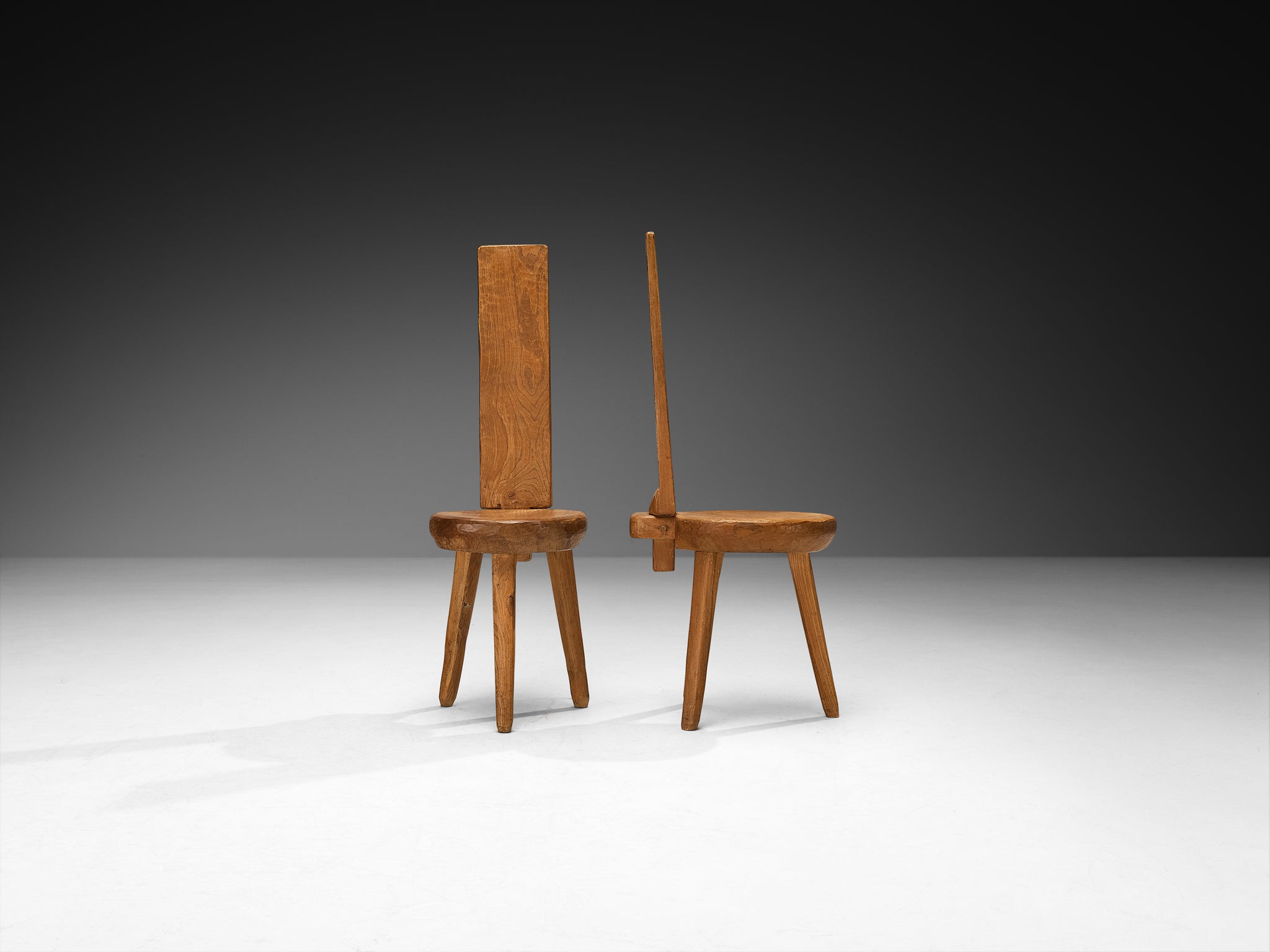 Charles Flandre Set of Six Naturalistic Chairs in Elm Seating Morentz