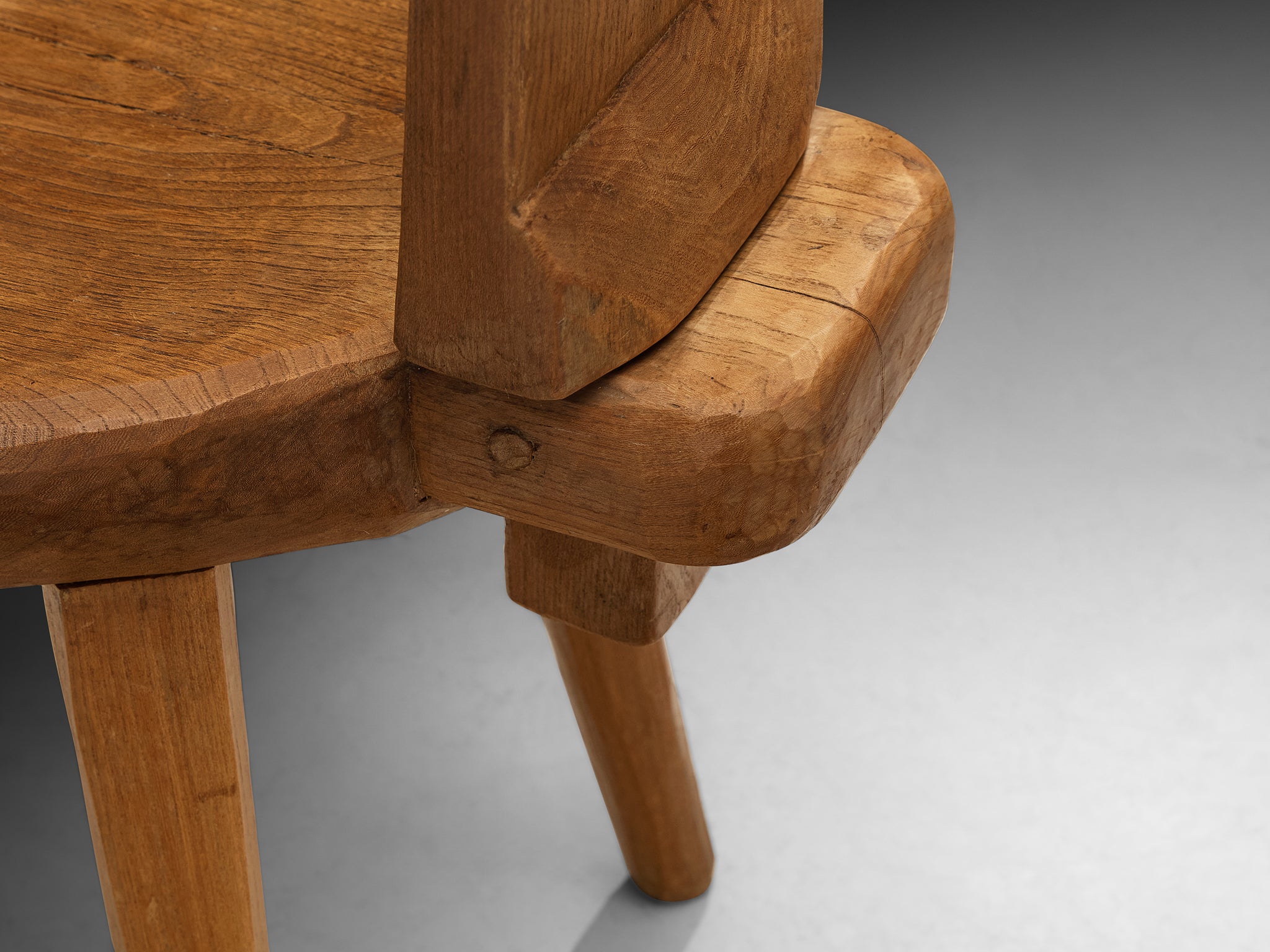 Charles Flandre Set of Six Naturalistic Chairs in Elm Seating Morentz