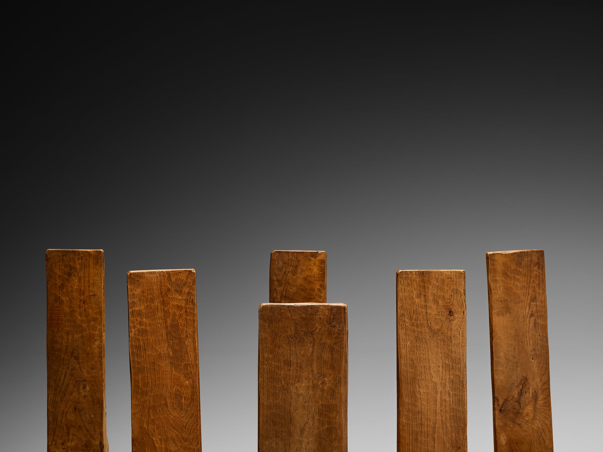 Charles Flandre Set of Six Naturalistic Chairs in Elm Seating Morentz