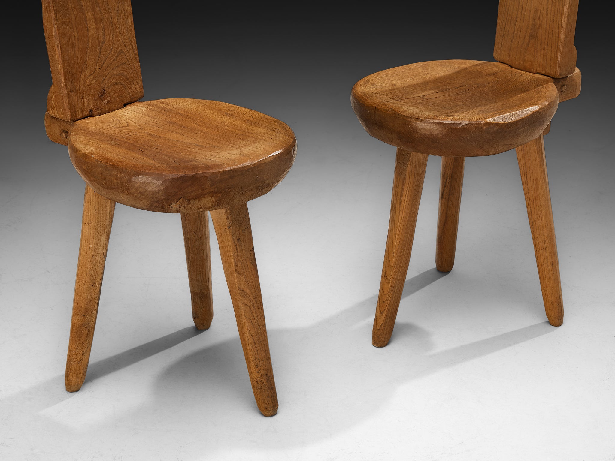 Charles Flandre Set of Six Naturalistic Chairs in Elm Seating Morentz