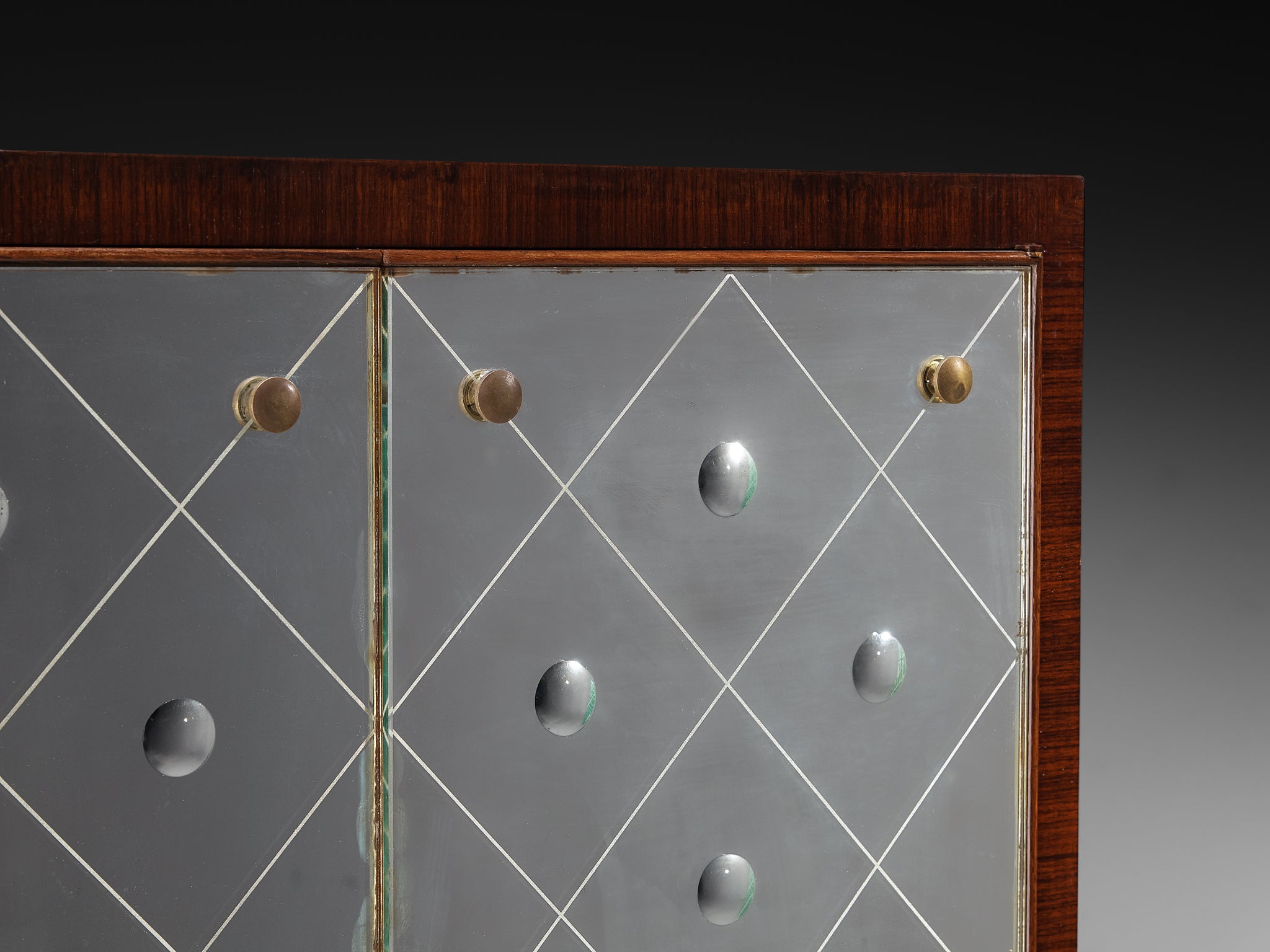 Osvaldo Borsani for ABV Cabinet in Wood, Parchment with Mirrored Doors