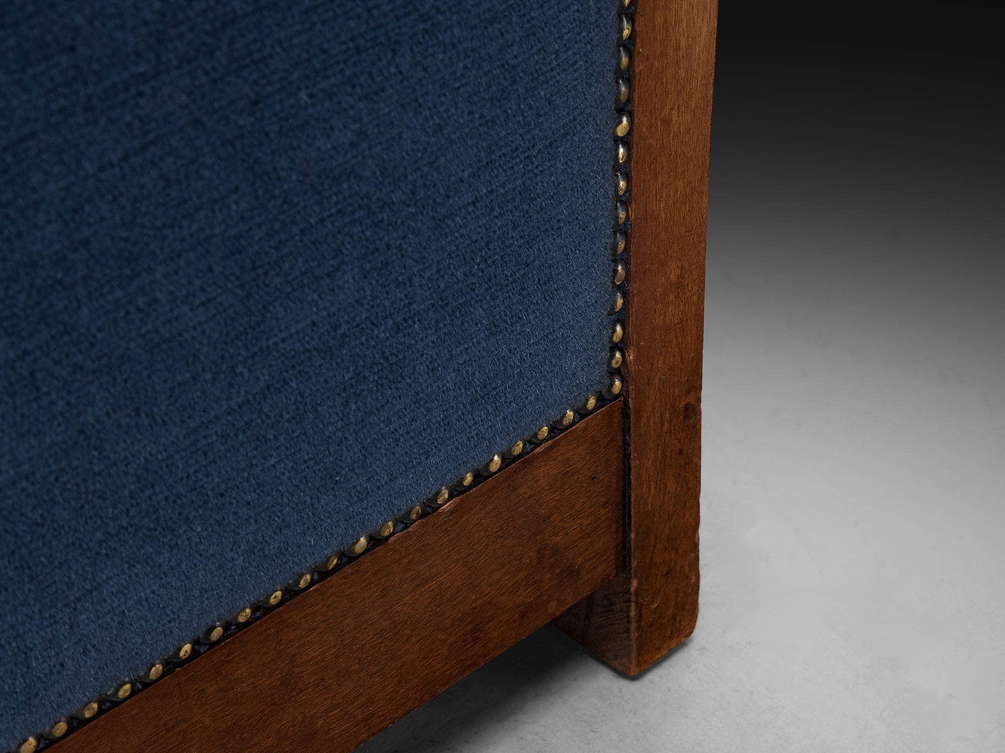 Art Deco Club Chair in Walnut and Blue Velvet Seating Morentz