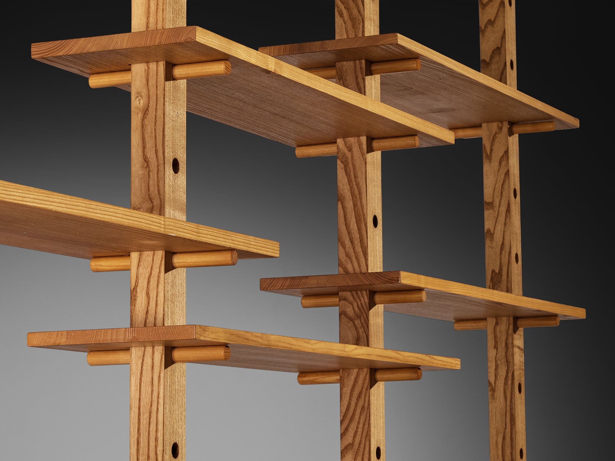 French Mid-Century Modern Bookcase or Shelf Unit in Solid Ash Case pieces and storage cabinets Morentz