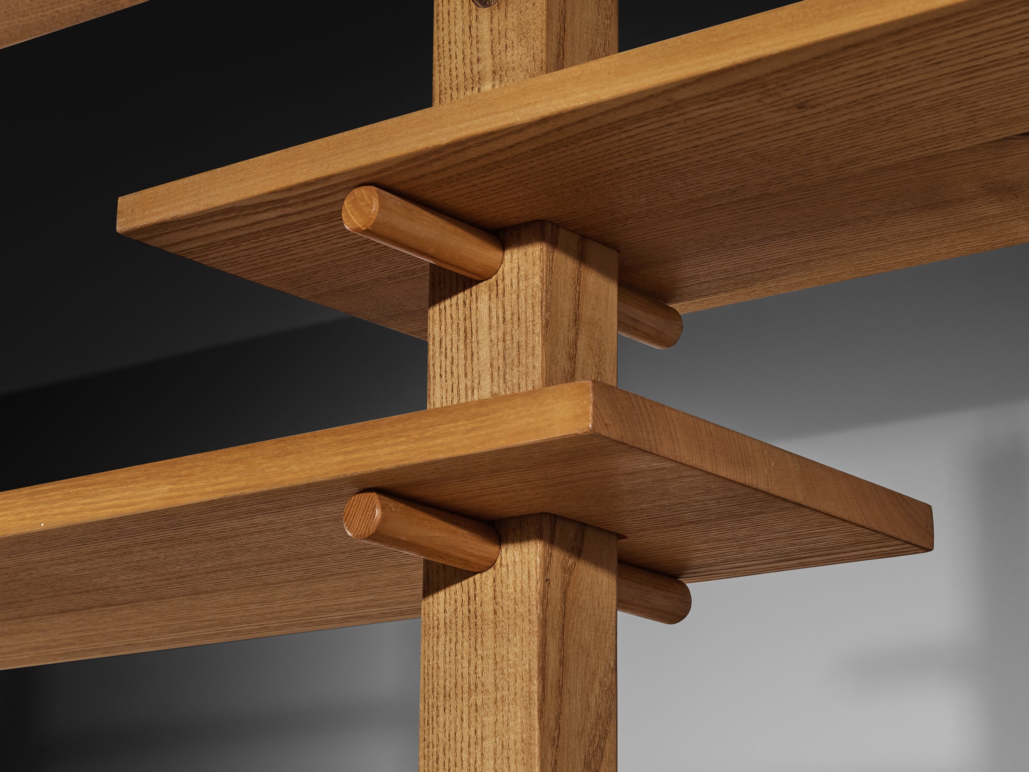 French Mid-Century Modern Bookcase or Shelf Unit in Solid Ash Case pieces and storage cabinets Morentz