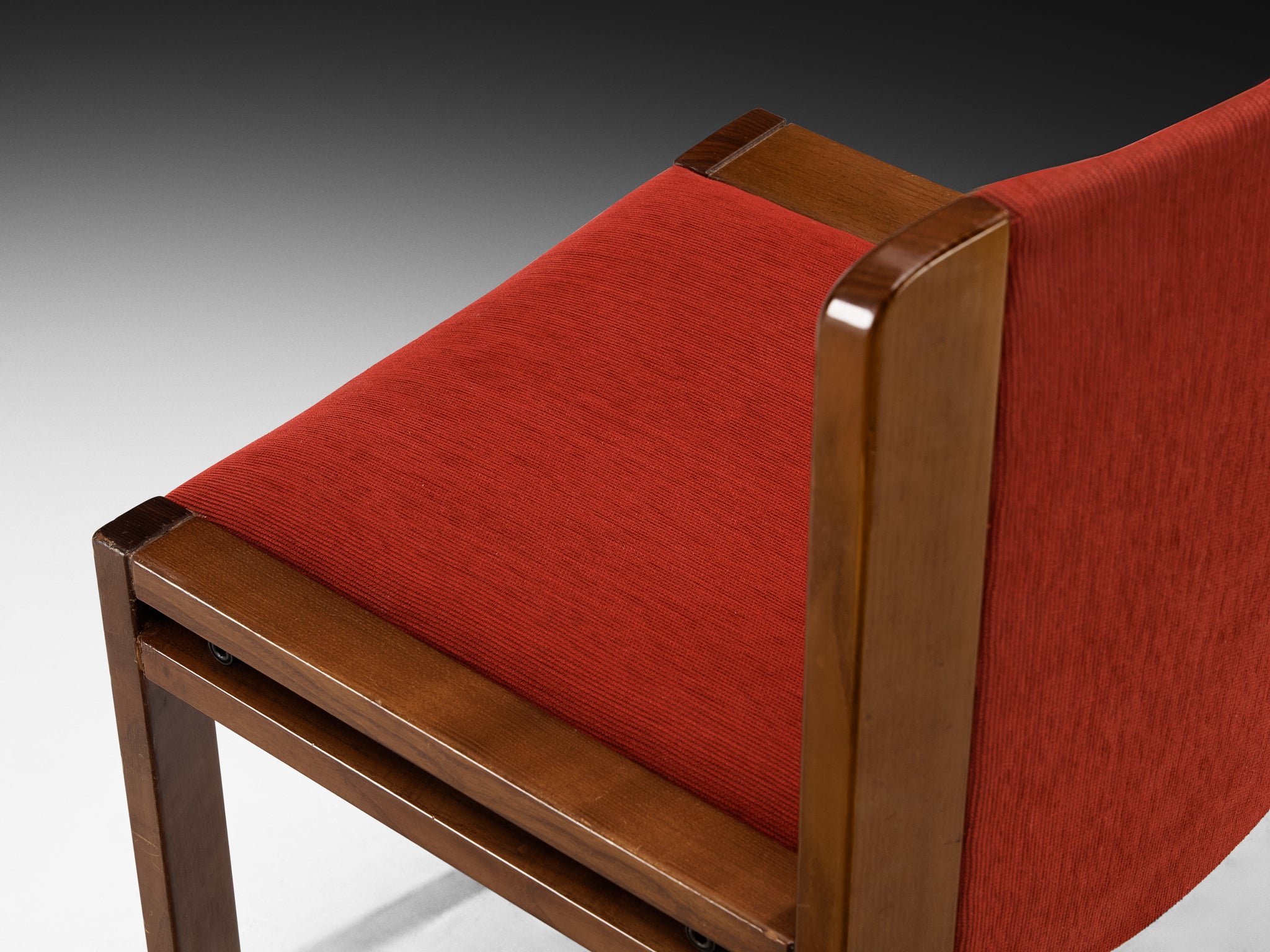 Joe Colombo for Pozzi Set of Eight '300' Dining Chairs in Red Upholstery Seating Morentz