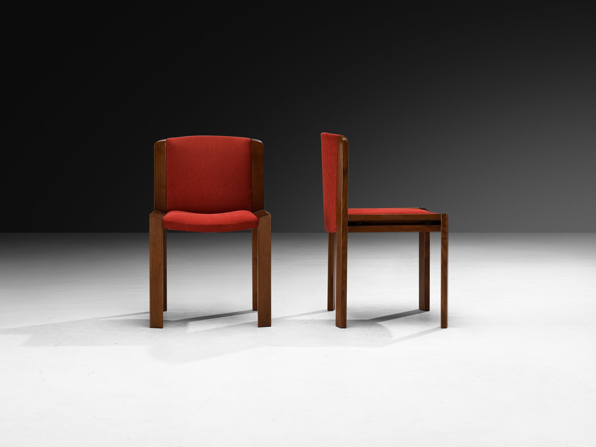 Joe Colombo for Pozzi Set of Eight '300' Dining Chairs in Red Upholstery Seating Morentz