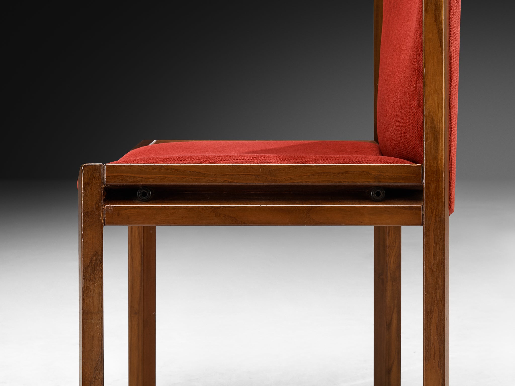 Joe Colombo for Pozzi Set of Eight '300' Dining Chairs in Red Upholstery Seating Morentz