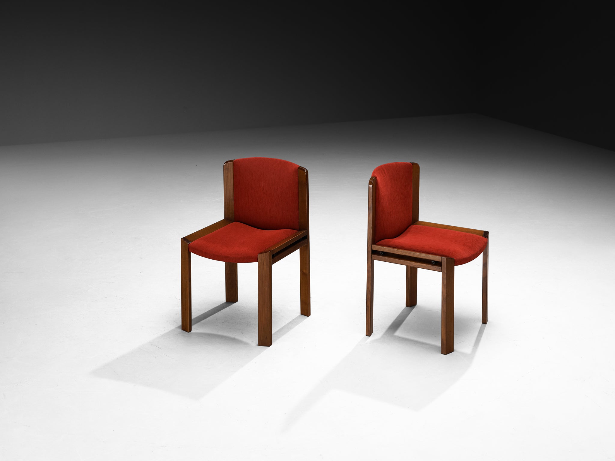 Joe Colombo for Pozzi Set of Eight '300' Dining Chairs in Red Upholstery Seating Morentz