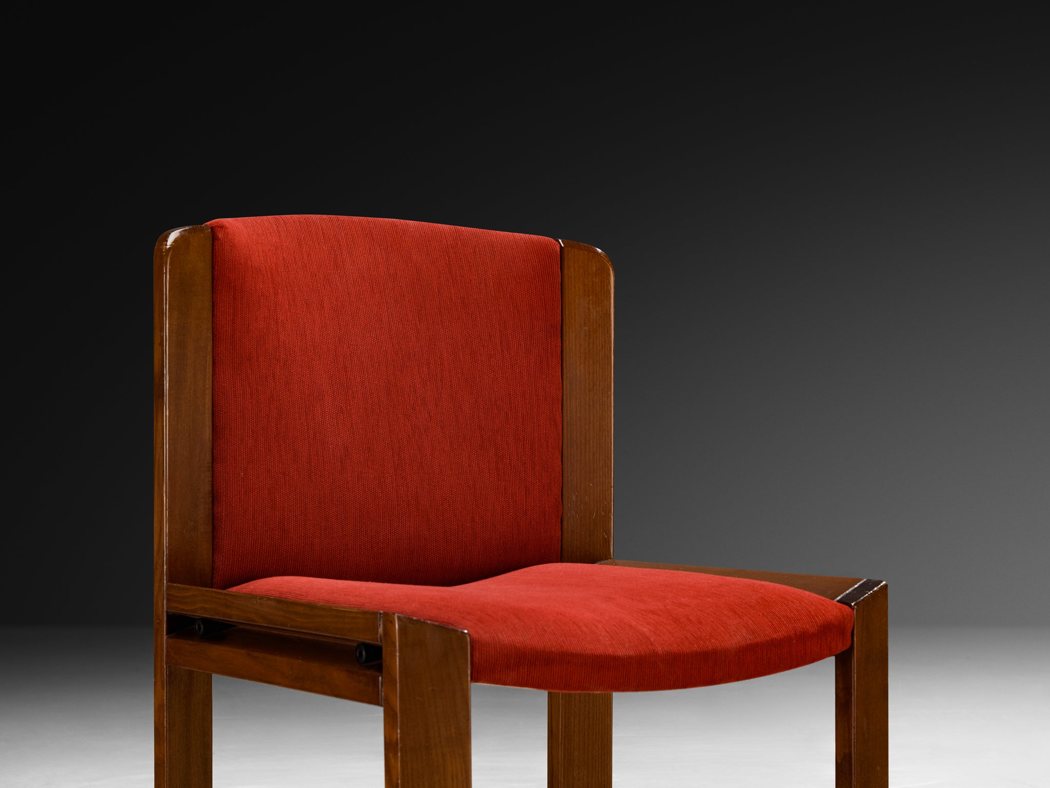 Joe Colombo for Pozzi Set of Eight '300' Dining Chairs in Red Upholstery Seating Morentz