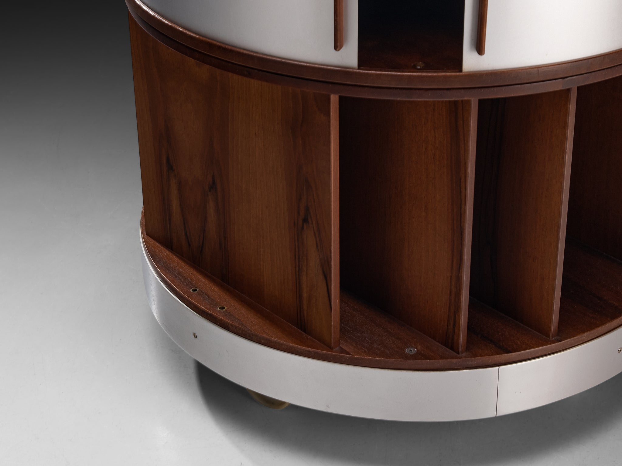 Joe Colombo for Bernini 'Combi Center' Mobile Storage Unit in Walnut and Aluminum