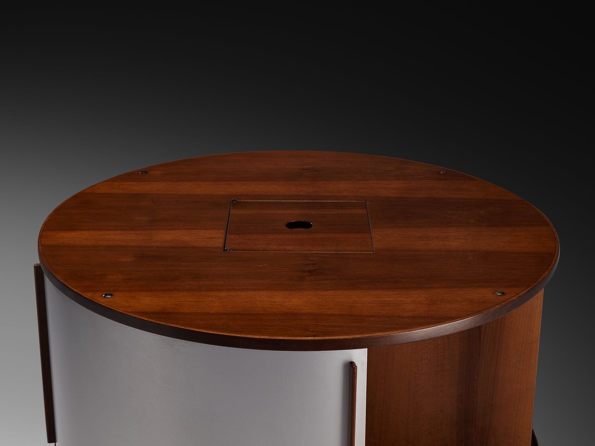 Joe Colombo for Bernini 'Combi Center' Mobile Storage Unit in Walnut and Aluminum