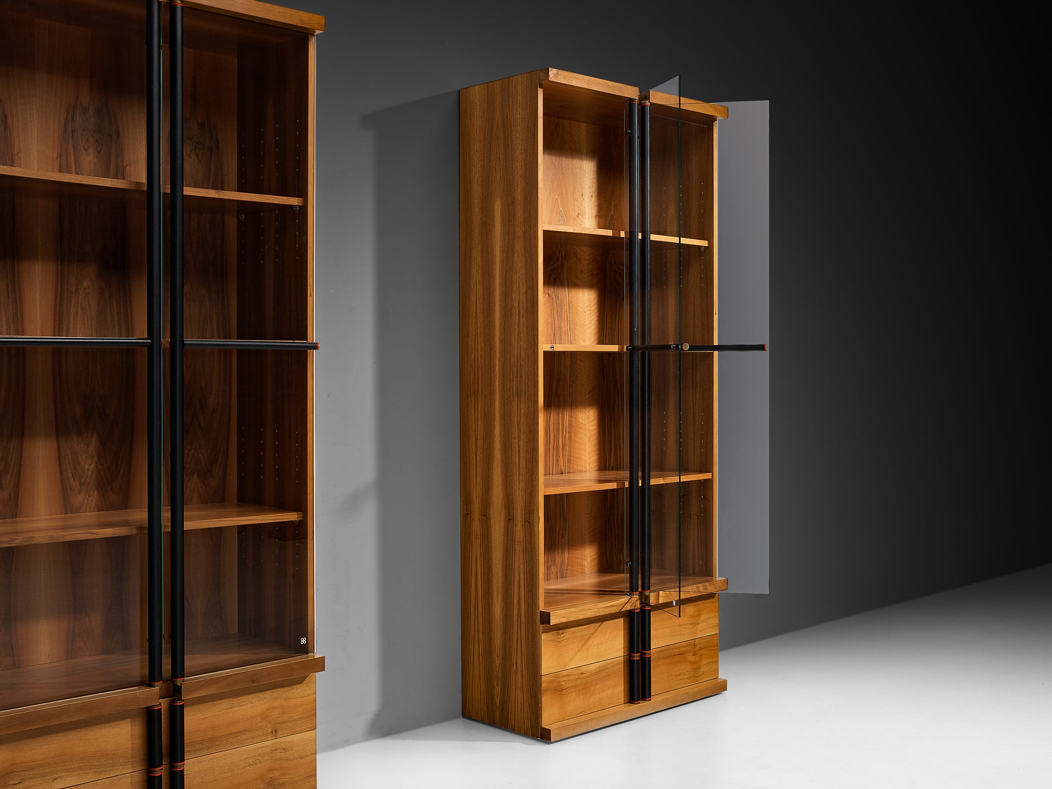 Bernini Italian Bookcases in Walnut and Glass Case pieces and storage cabinets Morentz