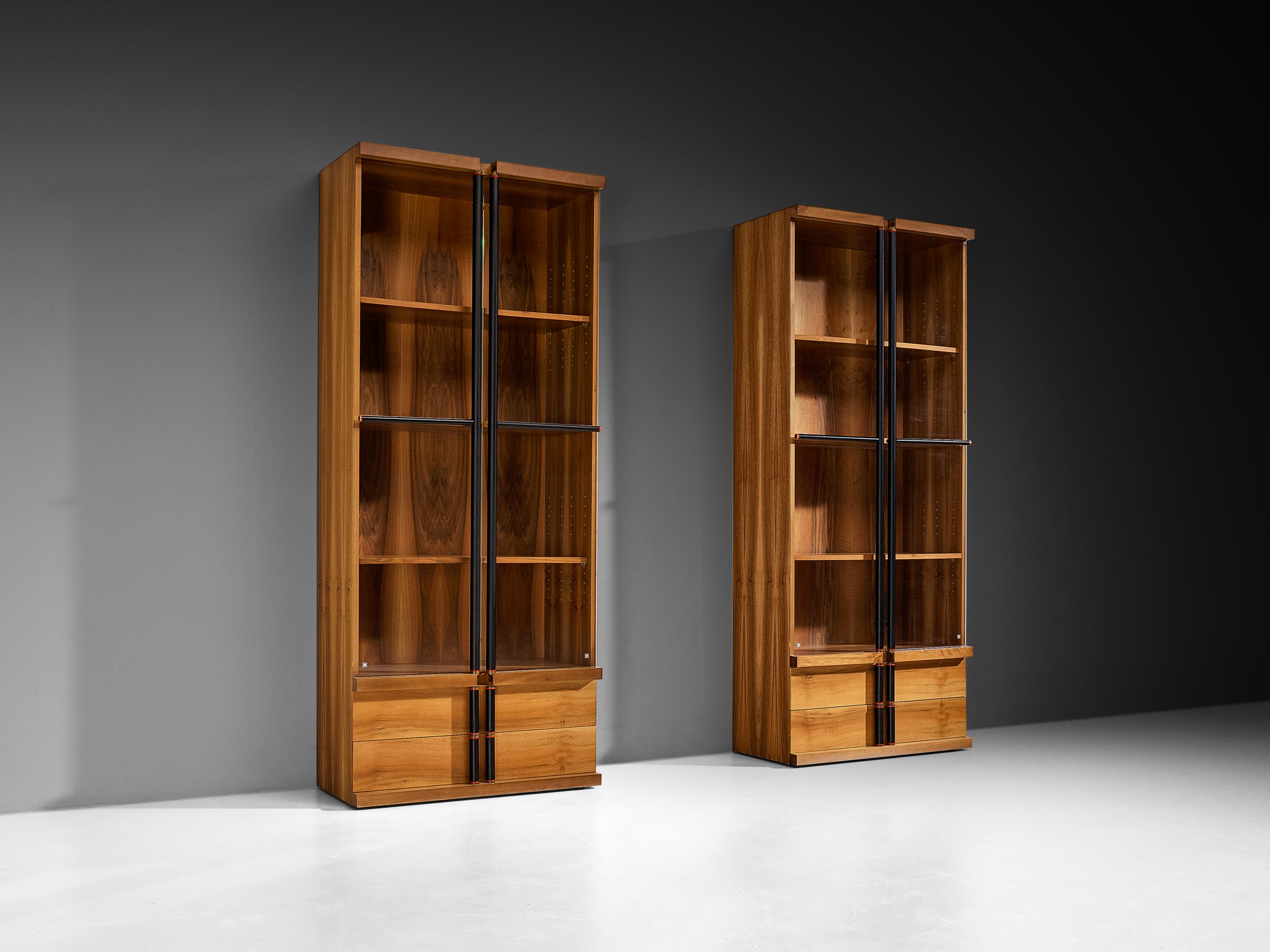Bernini Italian Bookcases in Walnut and Glass Case pieces and storage cabinets Morentz