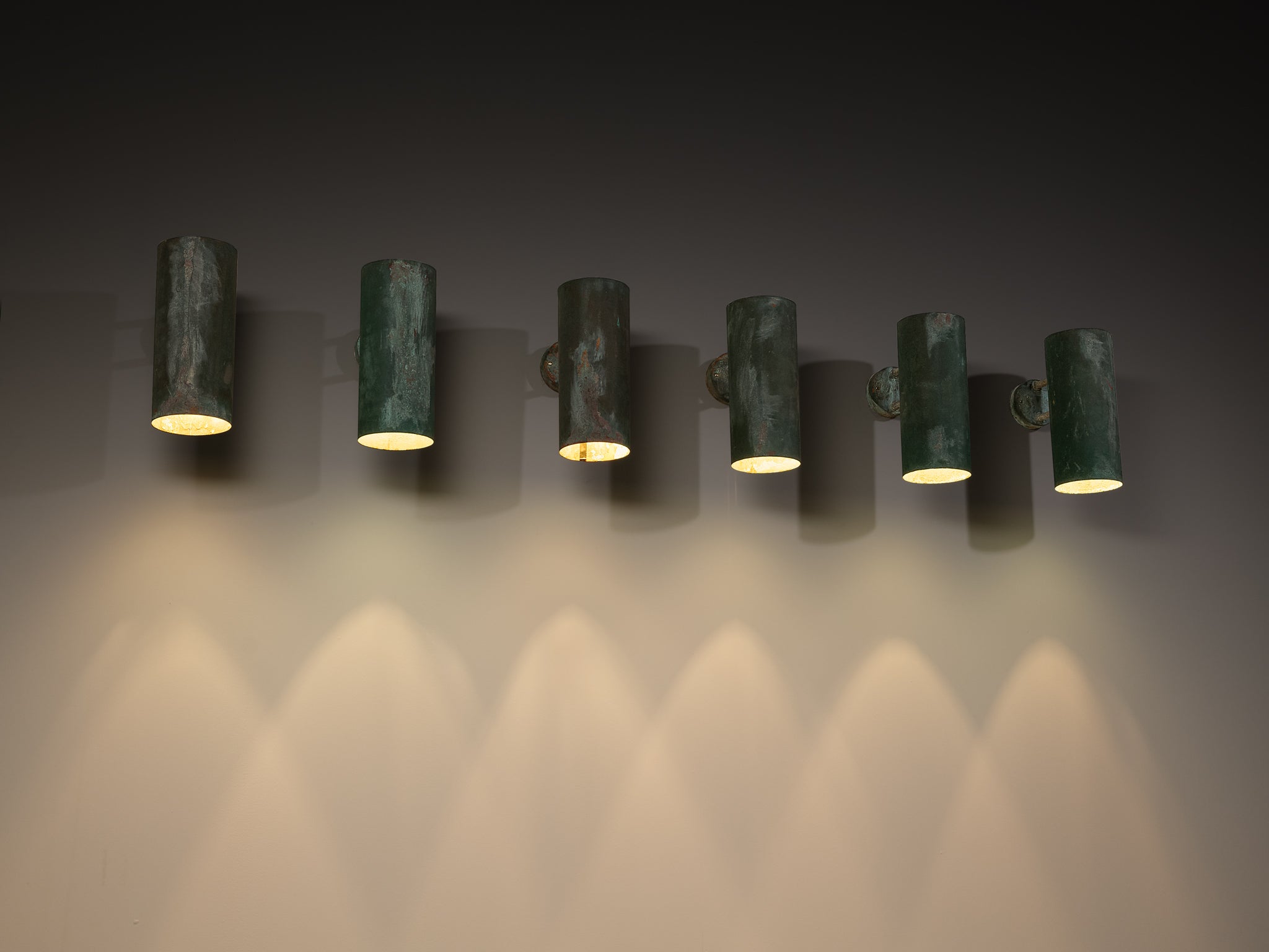 Hans-Agne Jakobsson ‘Rulle’ Wall Lights in Patinated Copper Lighting Morentz