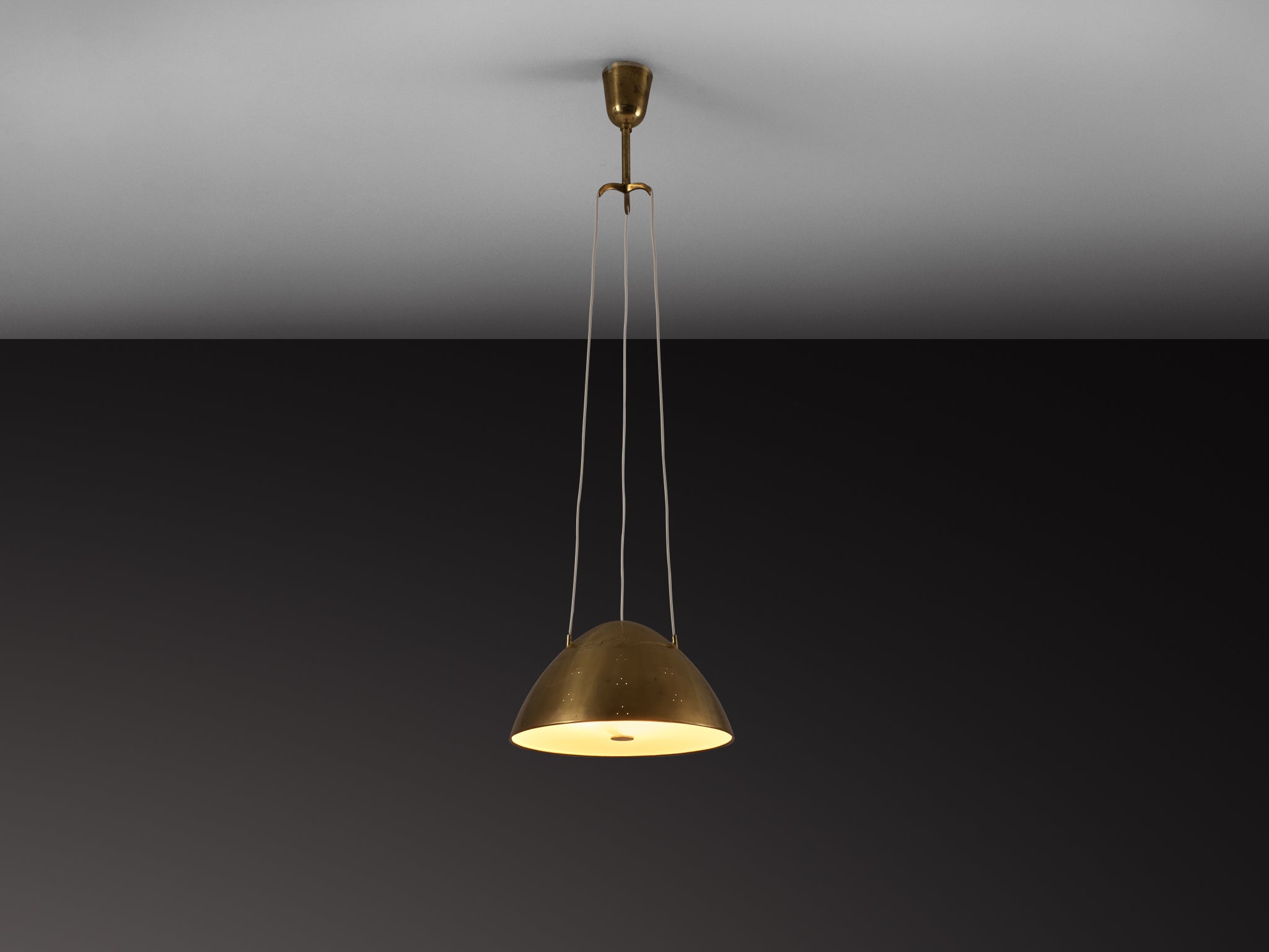 Paavo Tynell for Taito Pendant Lamp Model '1959' in Perforated Brass Lighting Morentz