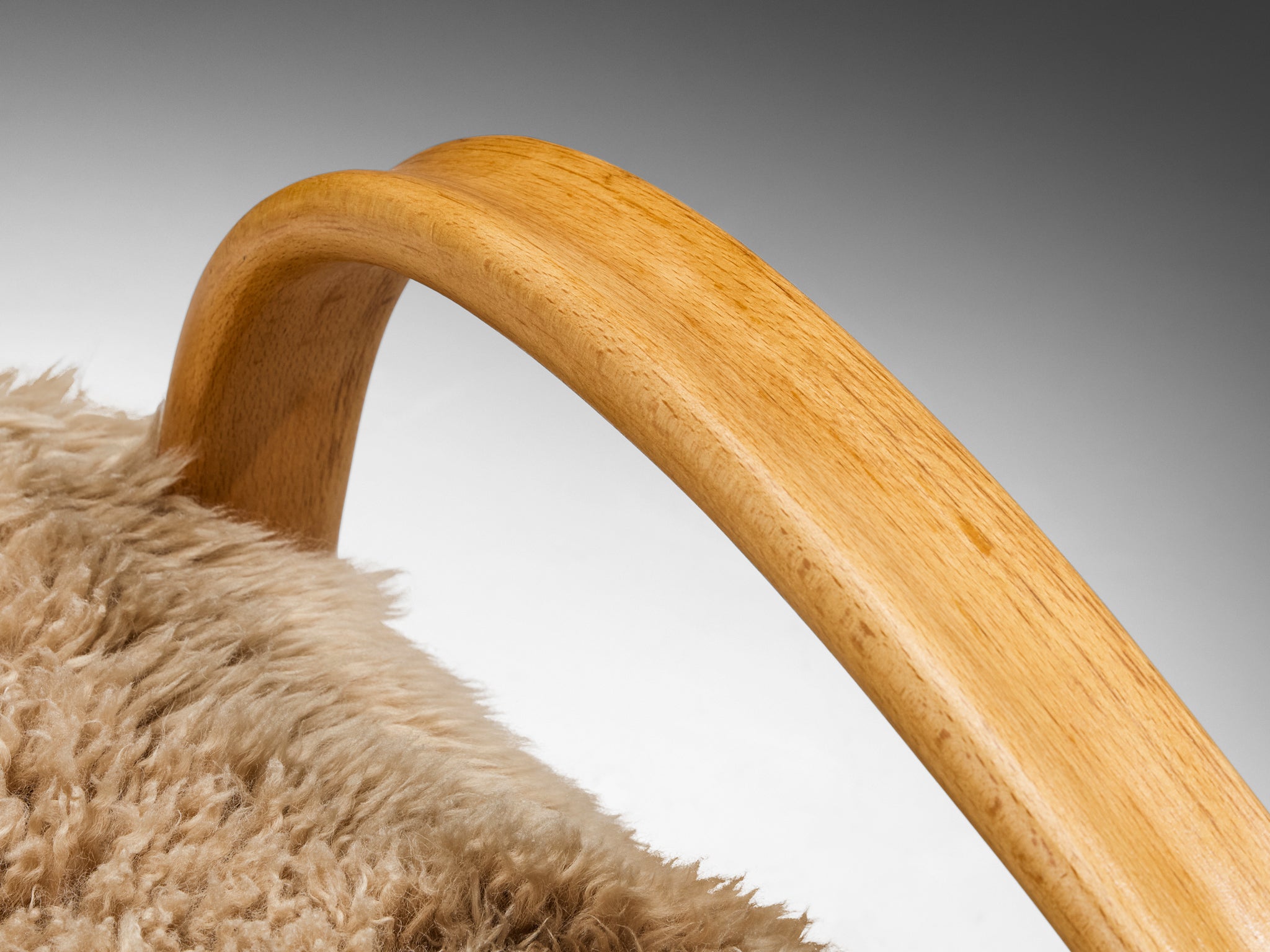 Jindřich Halabala Lounge Chairs in Beige Tibetan Lambswool Seating Morentz