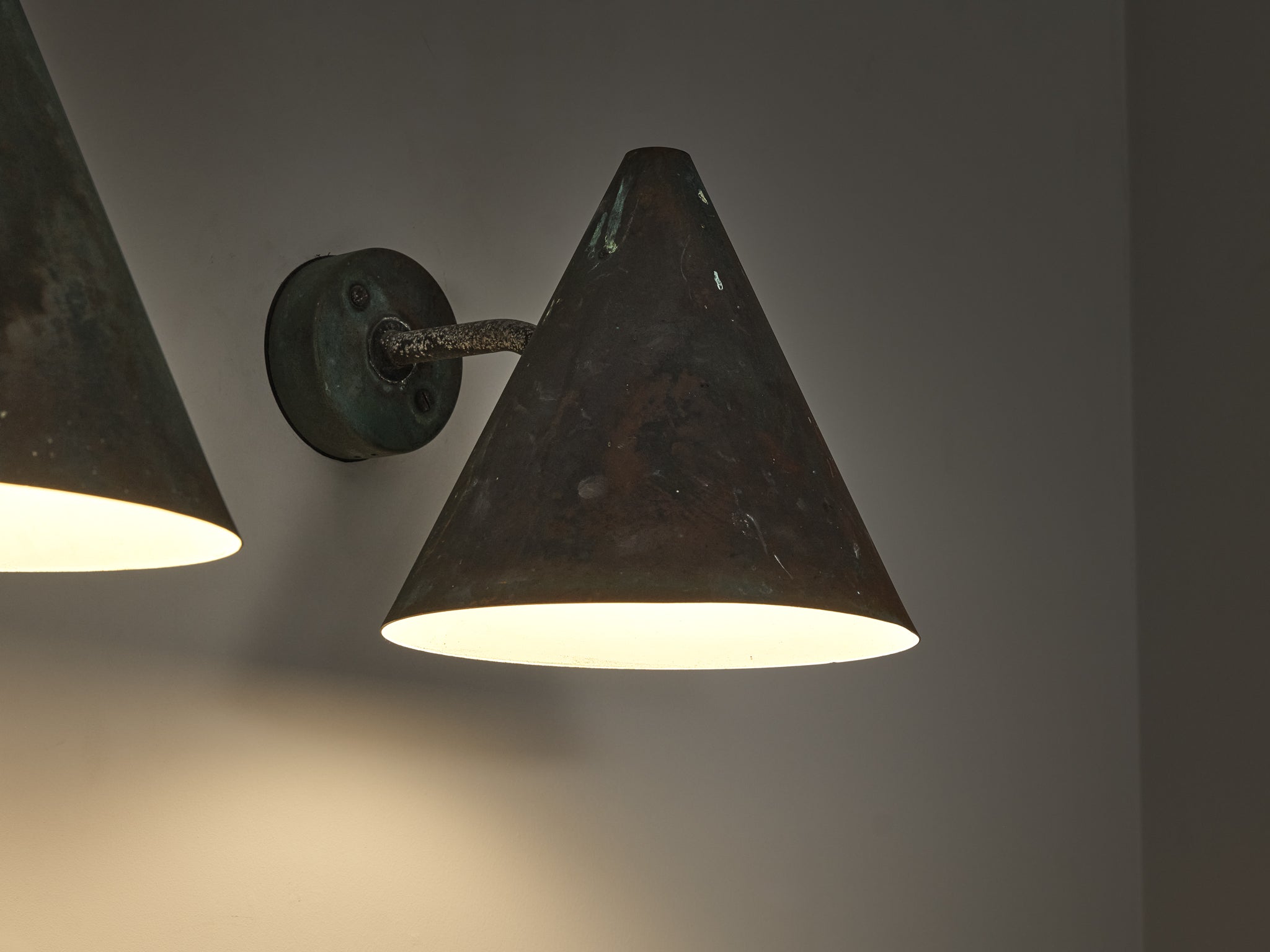 Hans-Agne Jakobsson 'Tratten' Wall Lights in Patinated Copper Lighting Morentz