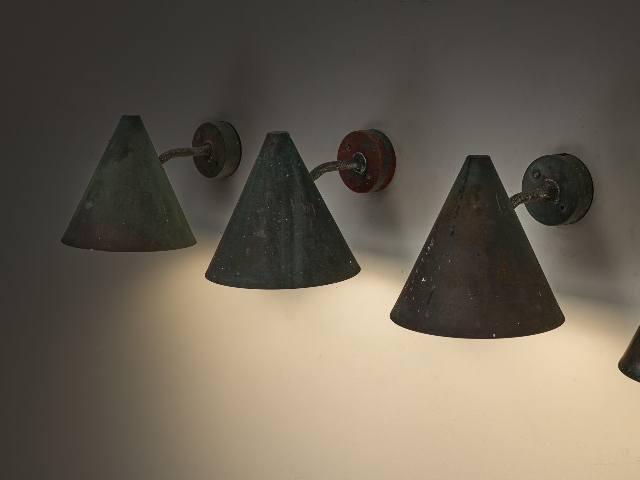 Hans-Agne Jakobsson 'Tratten' Wall Lights in Patinated Copper Lighting Morentz