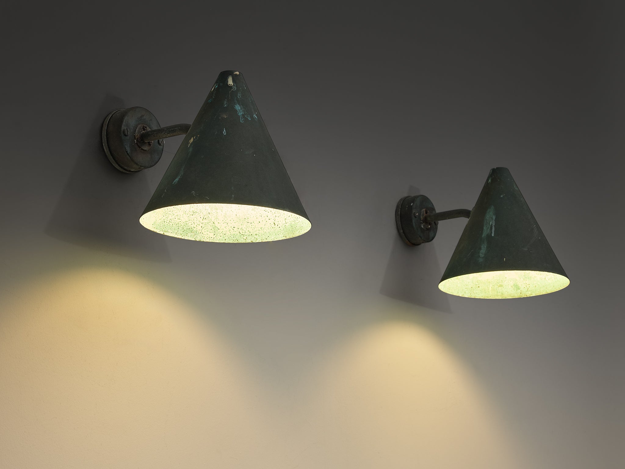 Hans-Agne Jakobsson 'Tratten' Wall Lights in Patinated Copper