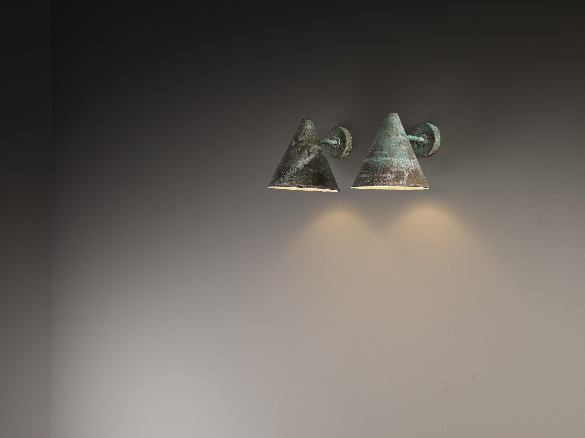 Hans-Agne Jakobsson 'Tratten' Wall Lights in Patinated Copper Lighting Morentz