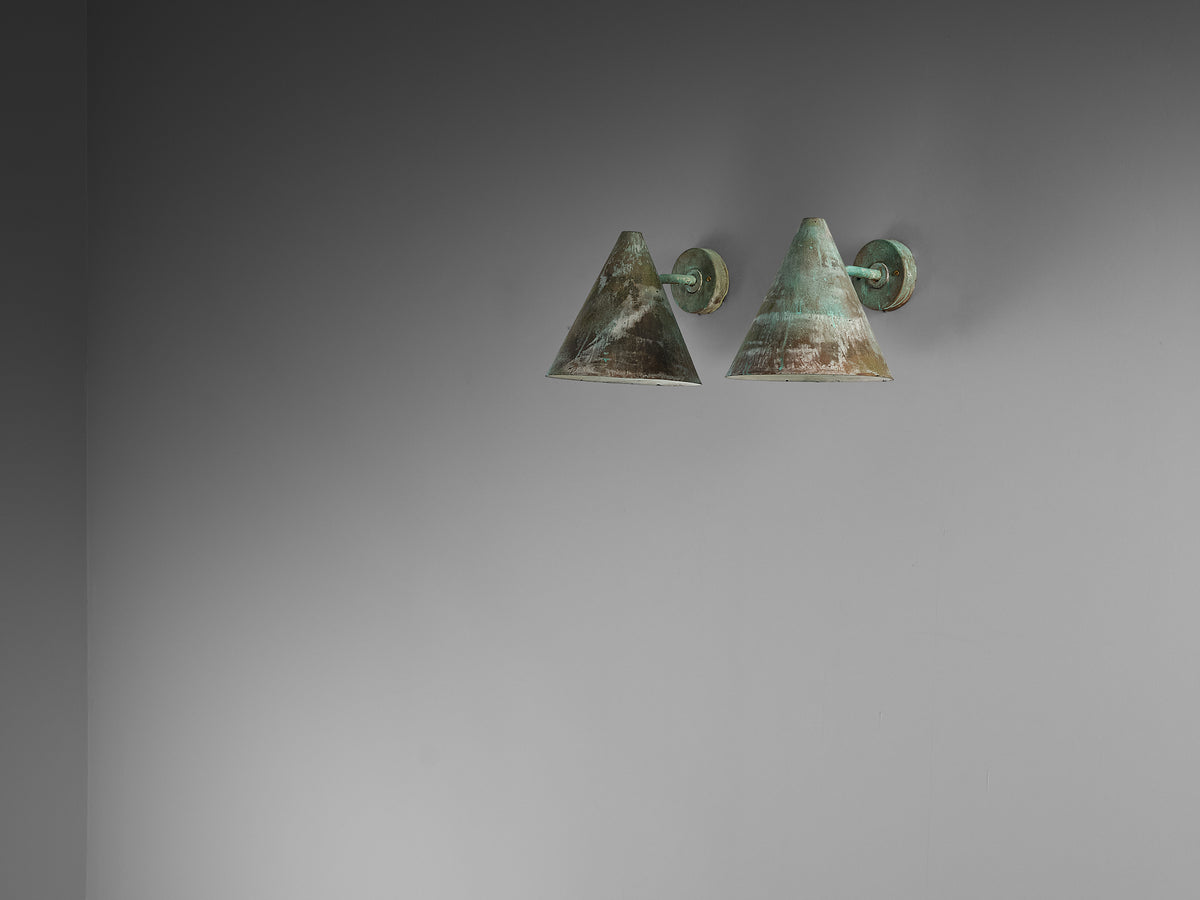Hans-Agne Jakobsson 'Tratten' Wall Lights in Patinated Copper Lighting Morentz