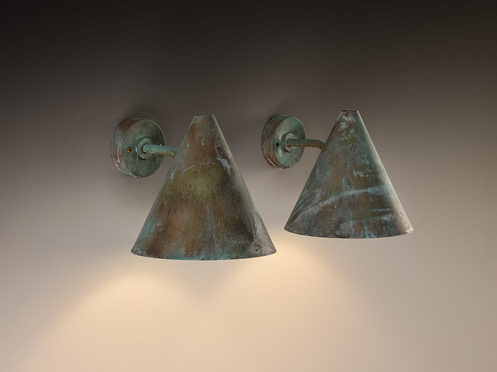 Hans-Agne Jakobsson 'Tratten' Wall Lights in Patinated Copper Lighting Morentz