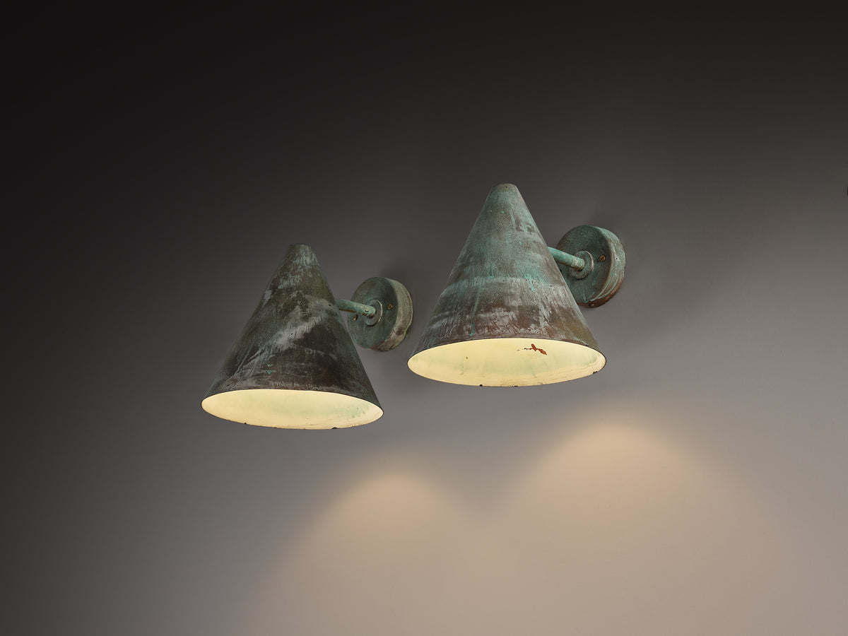 Hans-Agne Jakobsson 'Tratten' Wall Lights in Patinated Copper Lighting Morentz