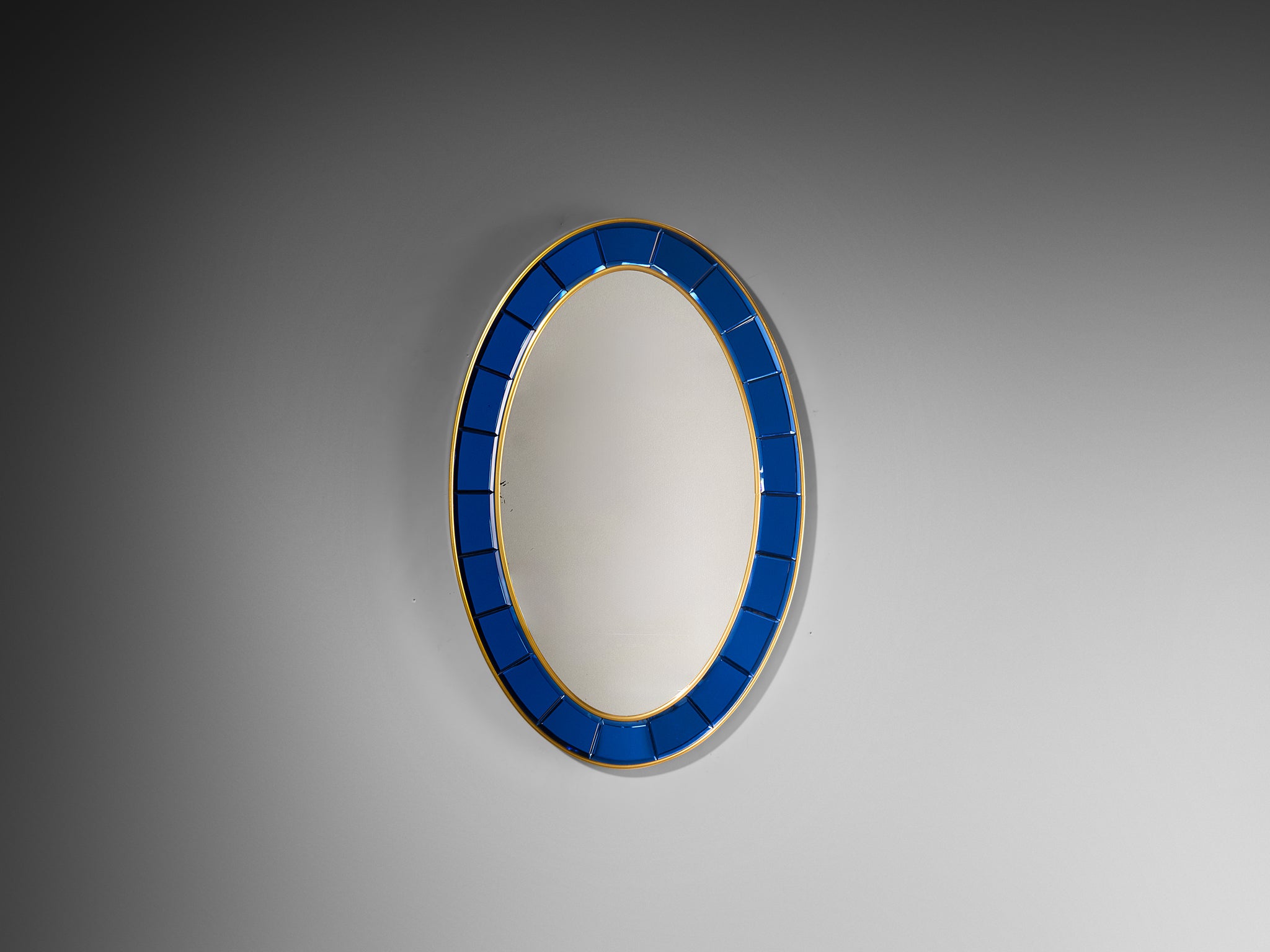 Cristal Art Italian Wall Mirror in Faceted Blue Glass Mirrors Morentz