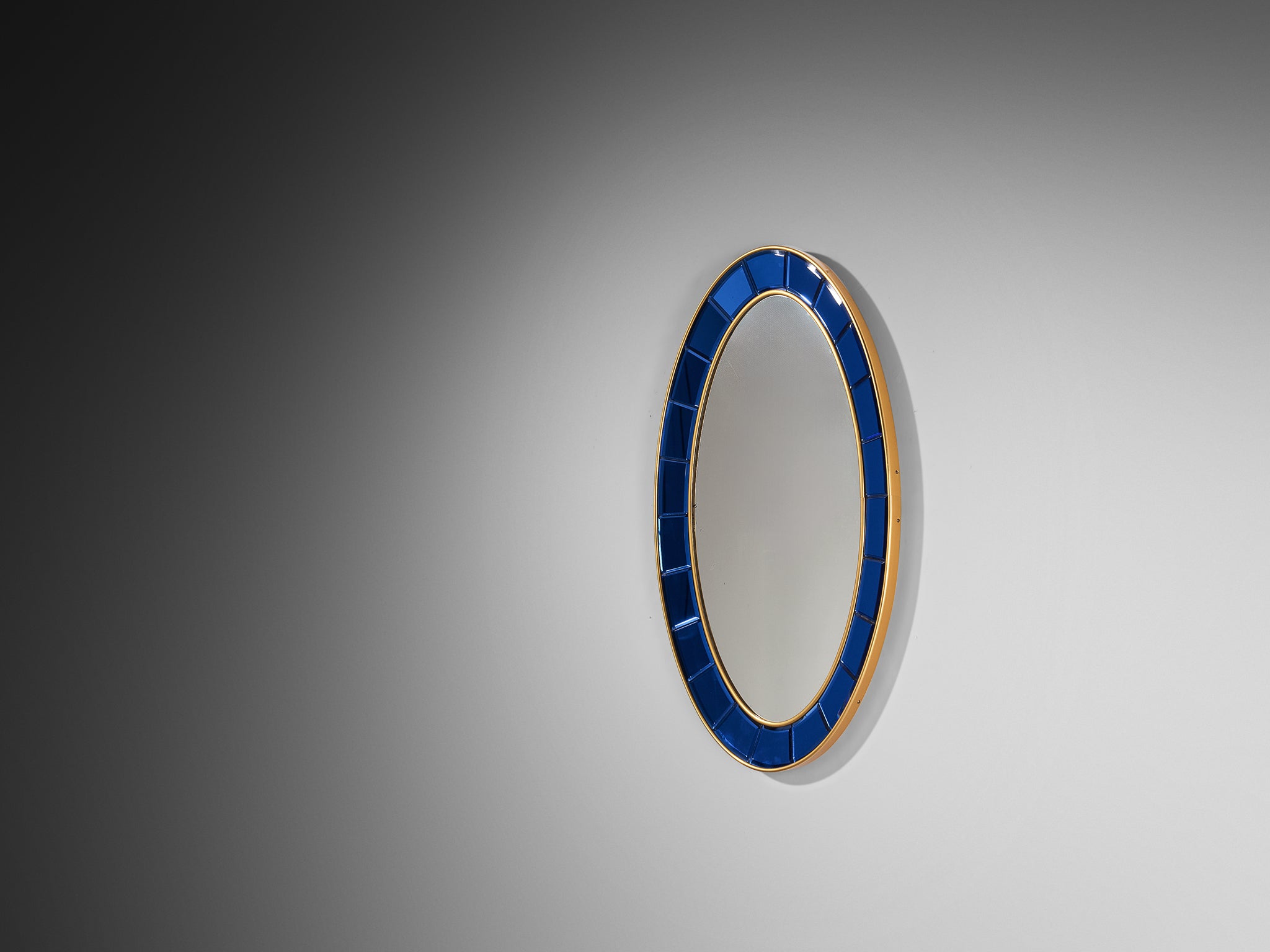 Cristal Art Italian Wall Mirror in Faceted Blue Glass Mirrors Morentz