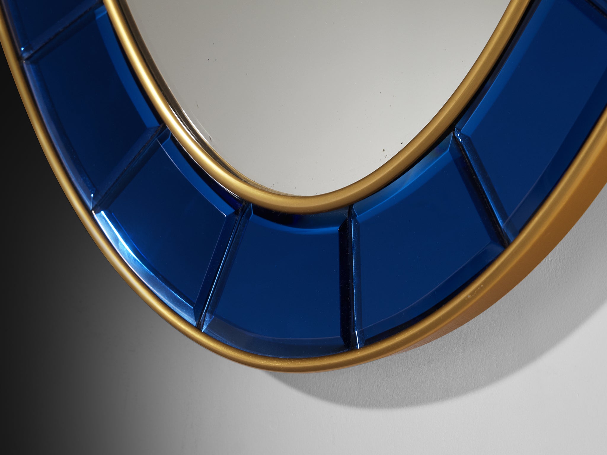 Cristal Art Italian Wall Mirror in Faceted Blue Glass Mirrors Morentz