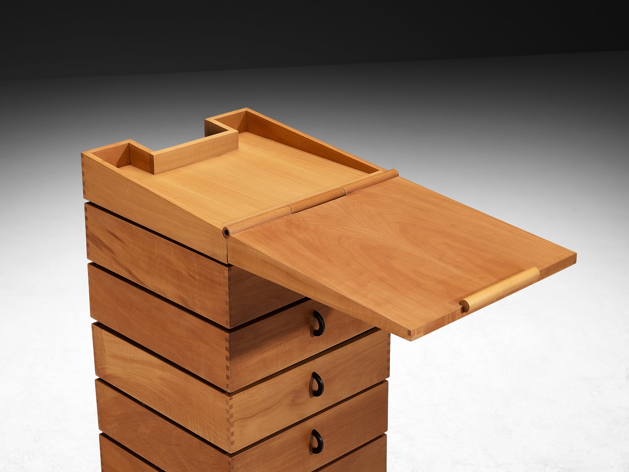 Mario Botta for Alias 'Robot' Tall Cabinet with Drawers in Pearwood and Steel Case pieces and storage cabinets Morentz